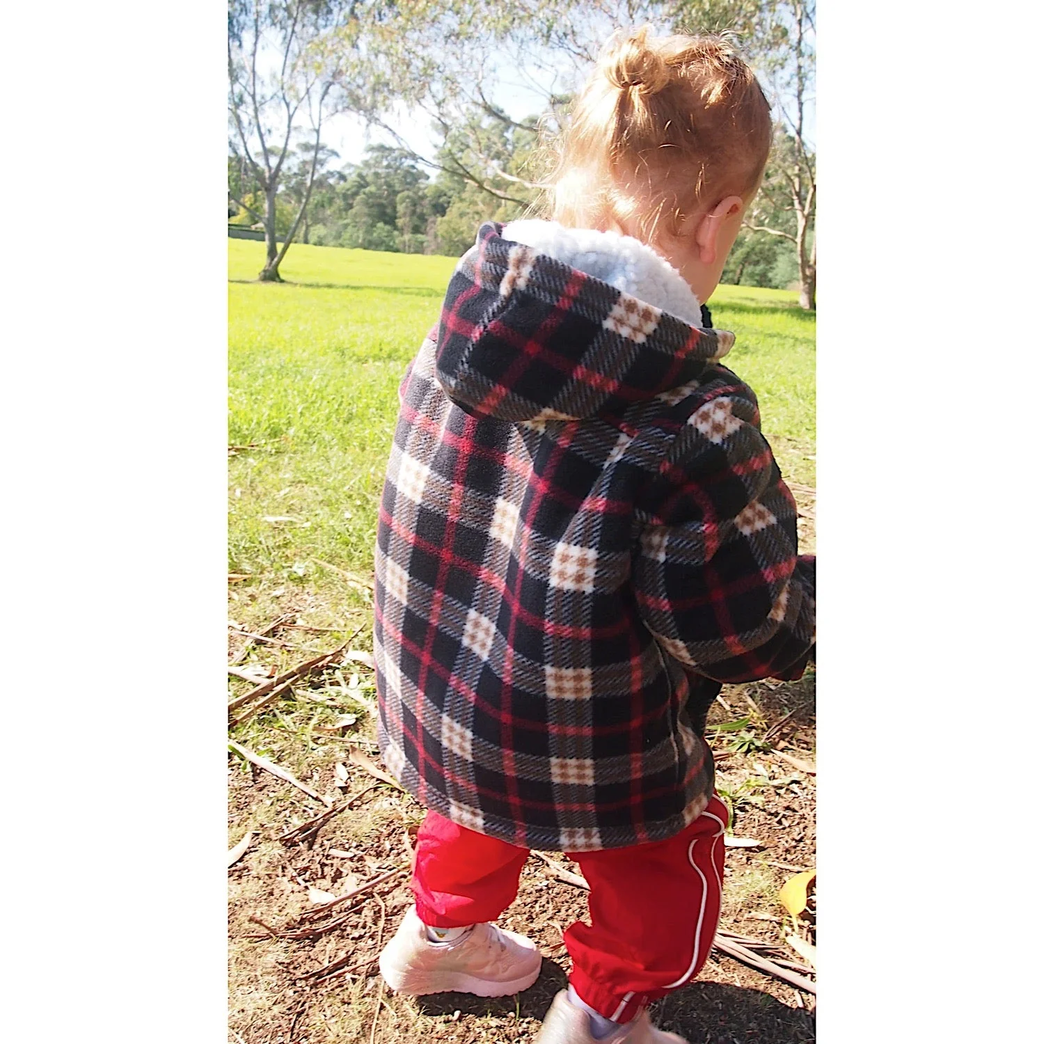 Adventureline Kid's Sherpa Hoodie - Navy Auburn Check - Image 3
