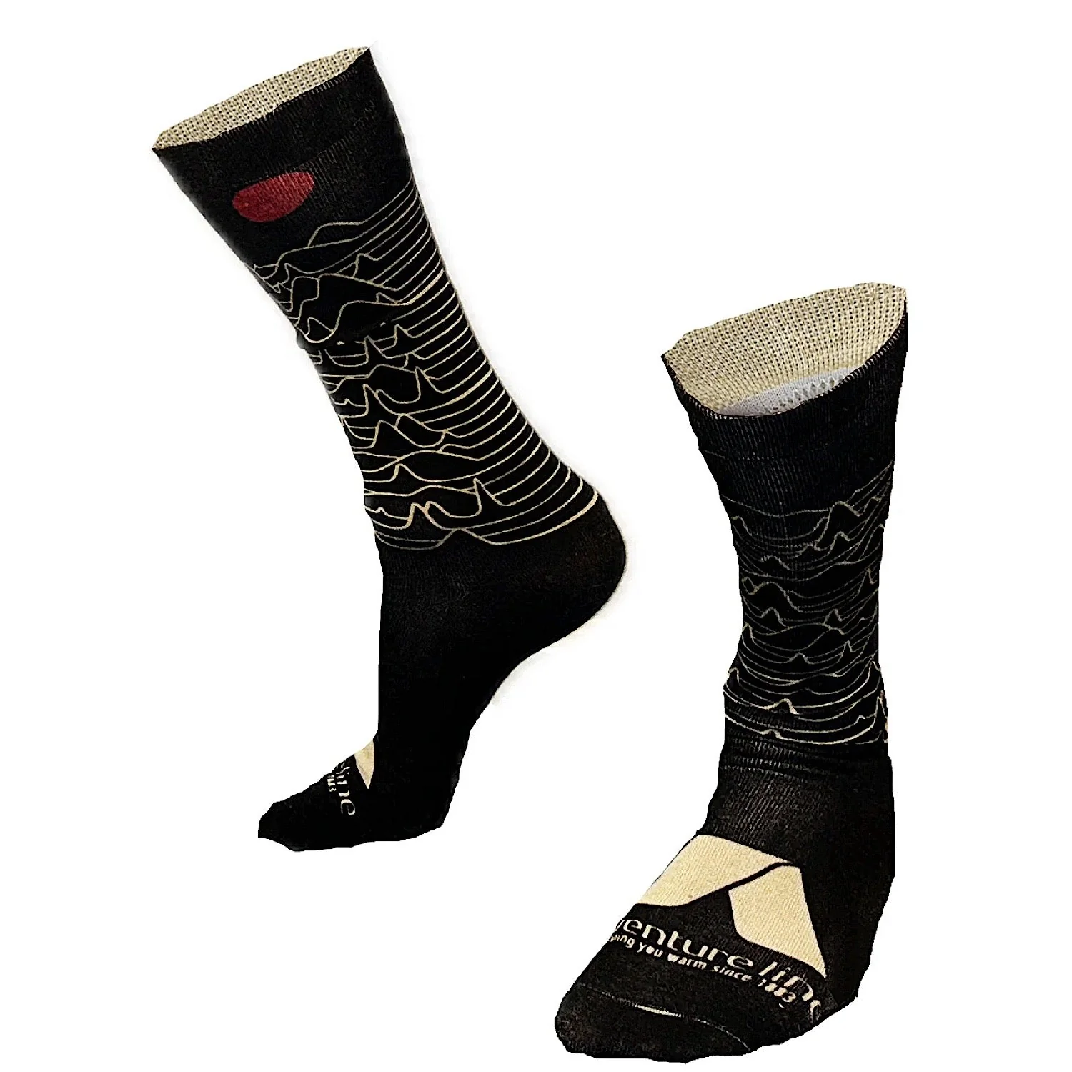 Adventureline Unisex Simple Mountain Sock - Black