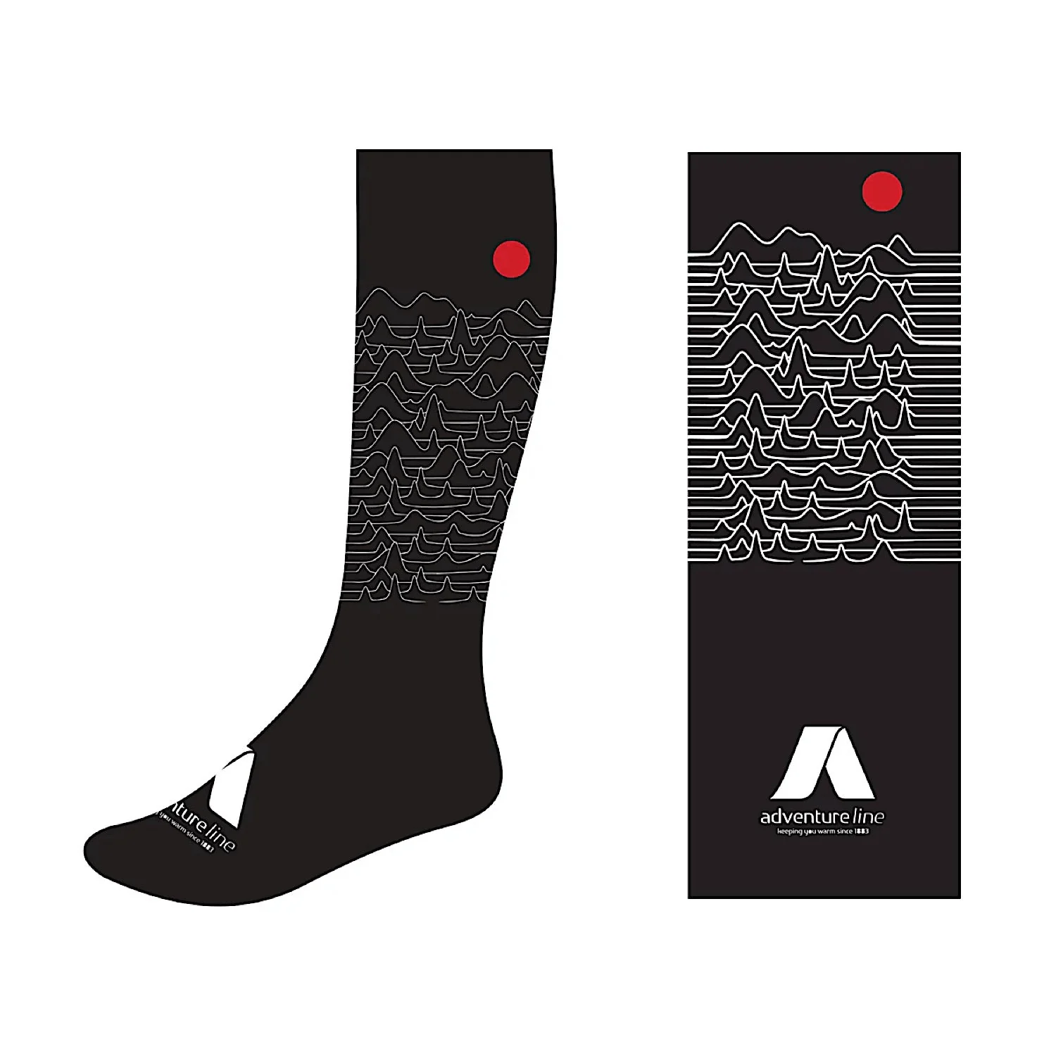 Adventureline Unisex Simple Mountain Sock - Black - Image 2