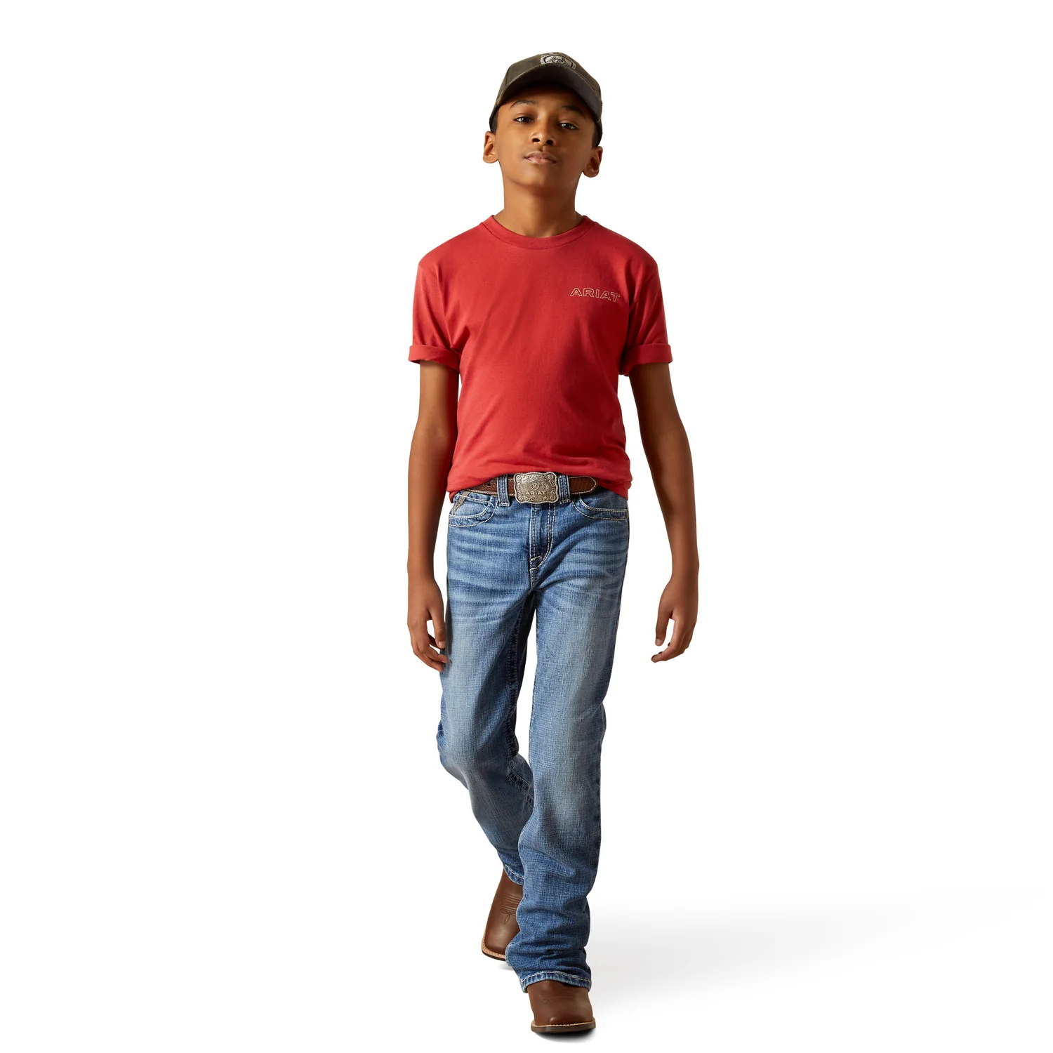 Ariat Boy's Patriot Buffalo Coin Tee - Brick Red - Image 5