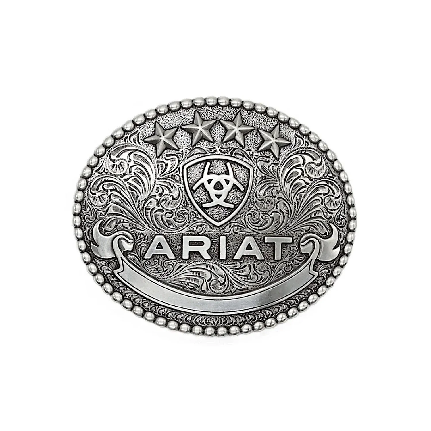 Ariat Buckle Oval Bead Edge - Antique Silver