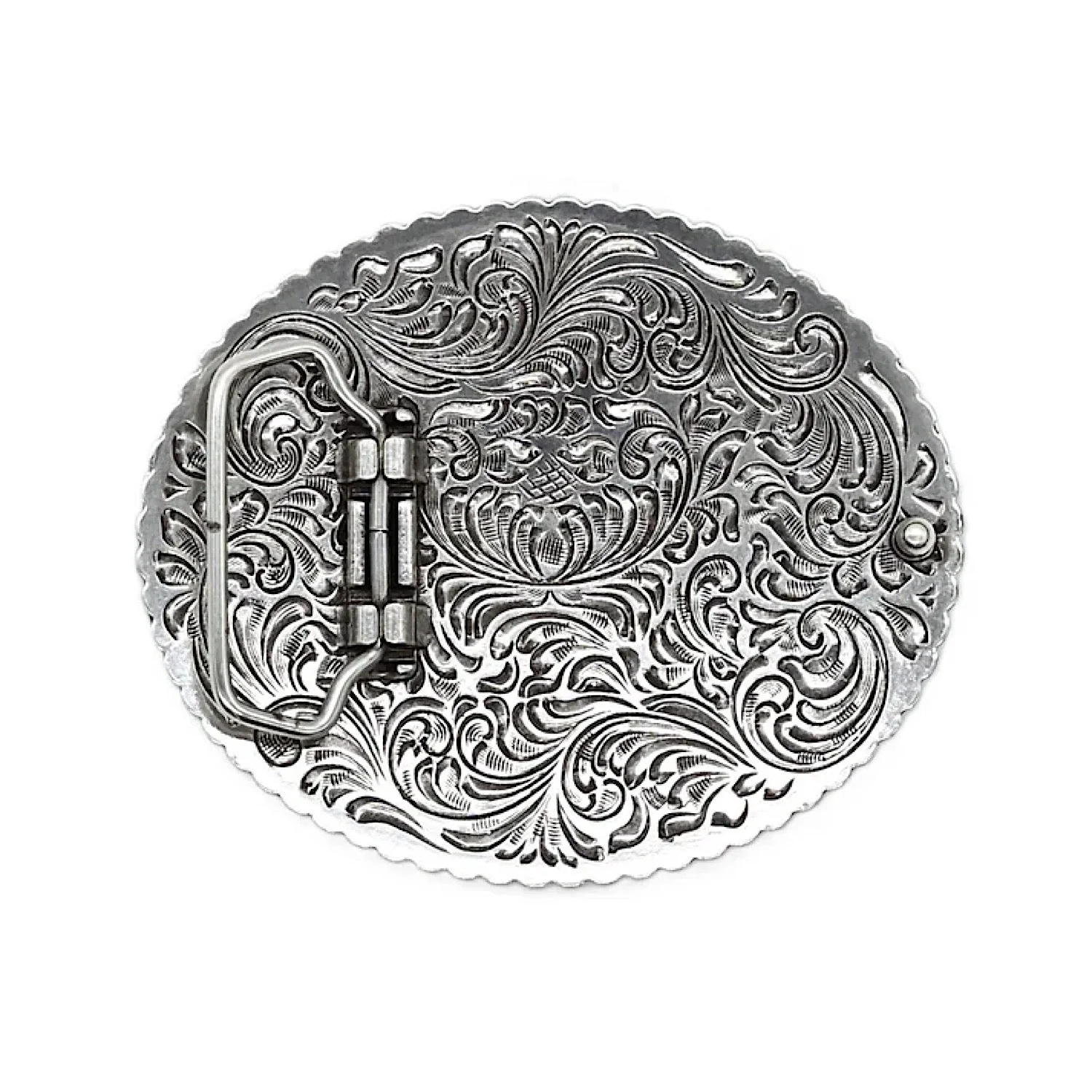 Ariat Buckle Oval Bead Edge - Antique Silver - Image 2