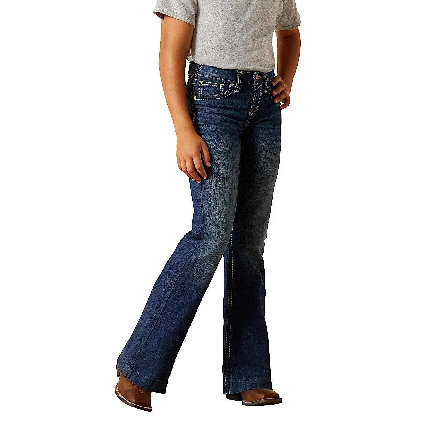 Ariat Girl's Andrea Wide Trouser Jeans - Pacific - Image 2