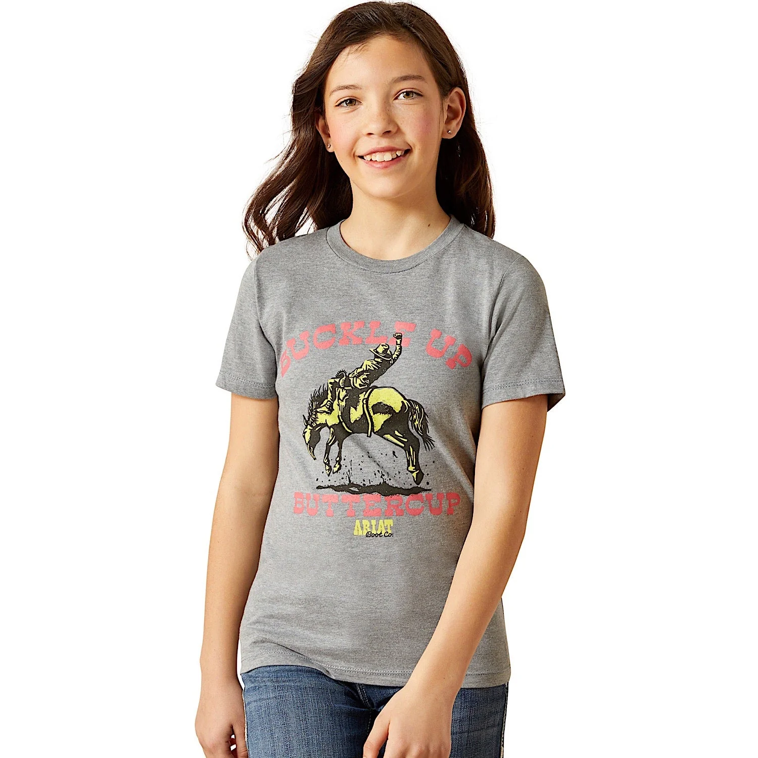 Ariat Girl's Buck Up T-Shirt - Iceburg