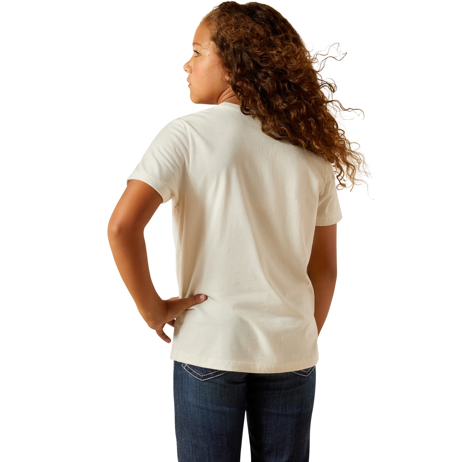 Ariat Girl's Bull Horns Tee - Natural - Image 2