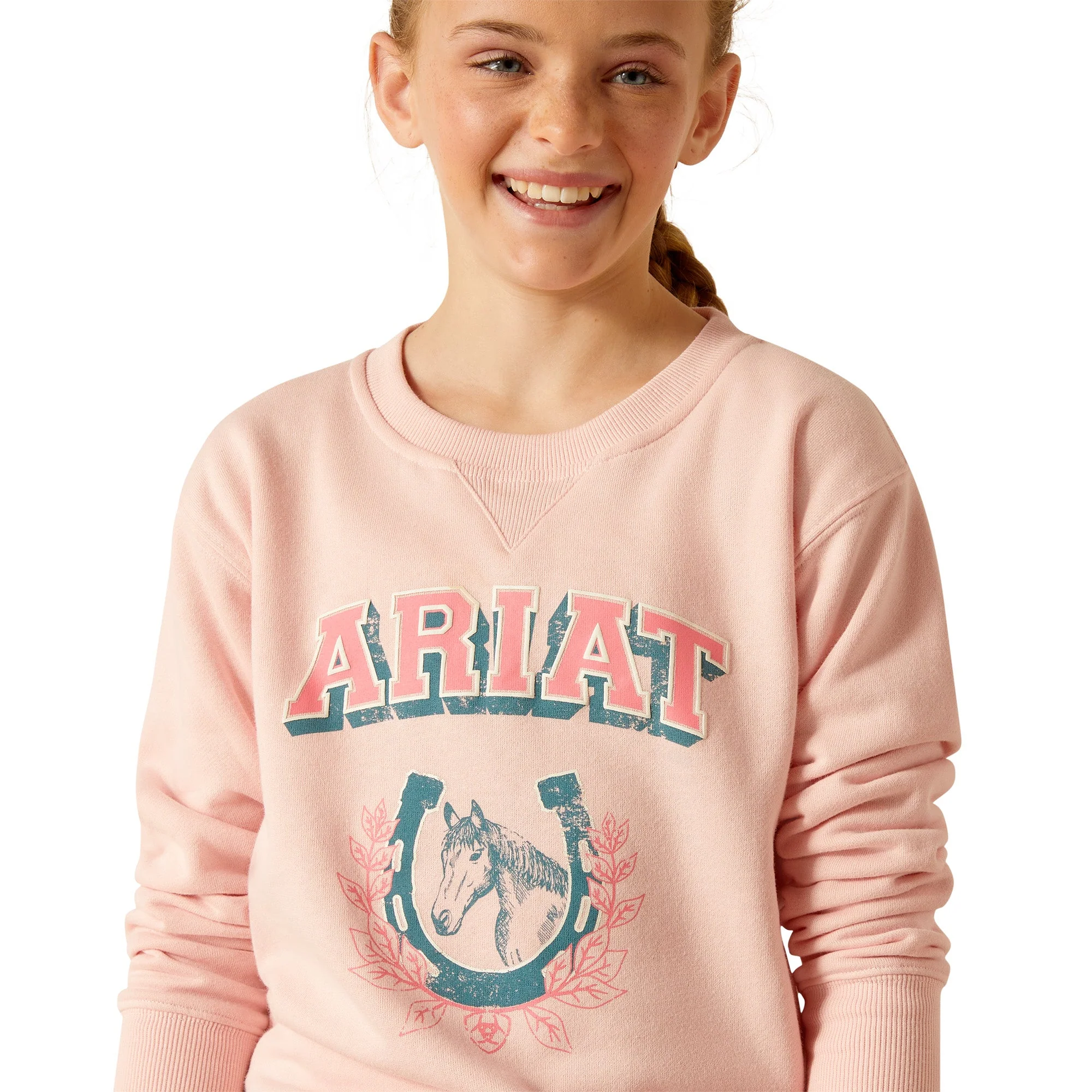 Ariat Girl's College Sweatshirt - Blushing Rose - Image 4
