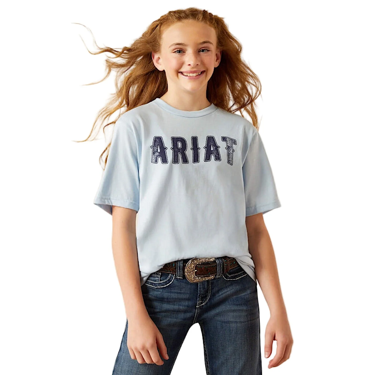 Ariat Girl's Fancy Type T-Shirt - Sky Blue