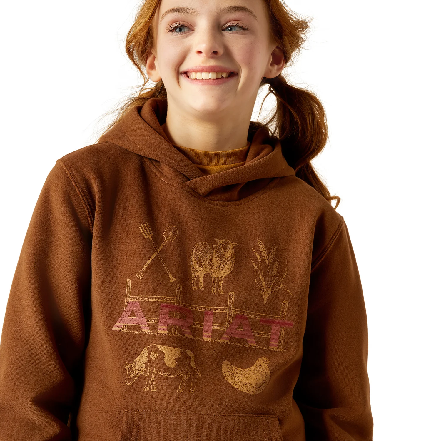 Ariat Girl's Ranch Collections Hoodie - Soft Silt - Image 3