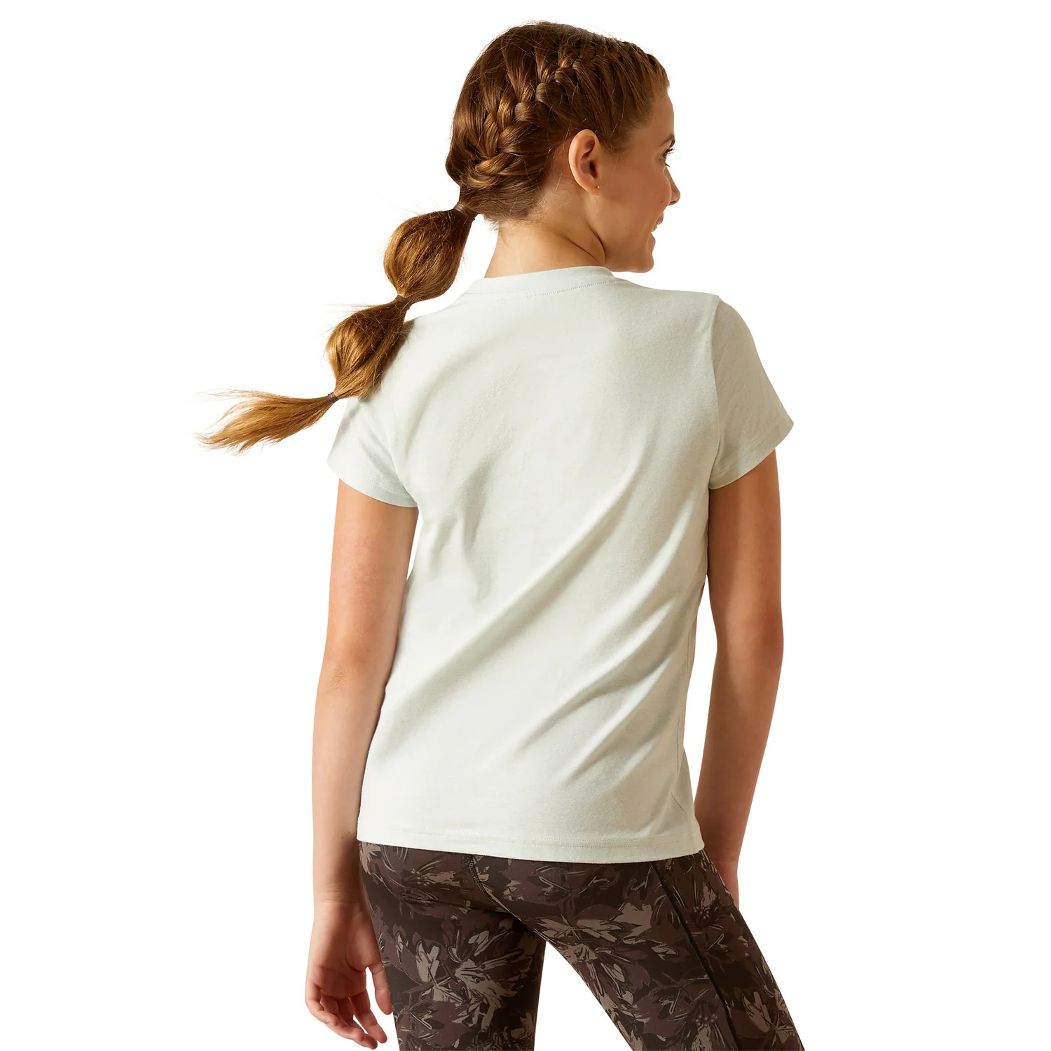 Ariat Girl's Saddle Short Sleeve T-Shirt - Heather Plume - Image 2