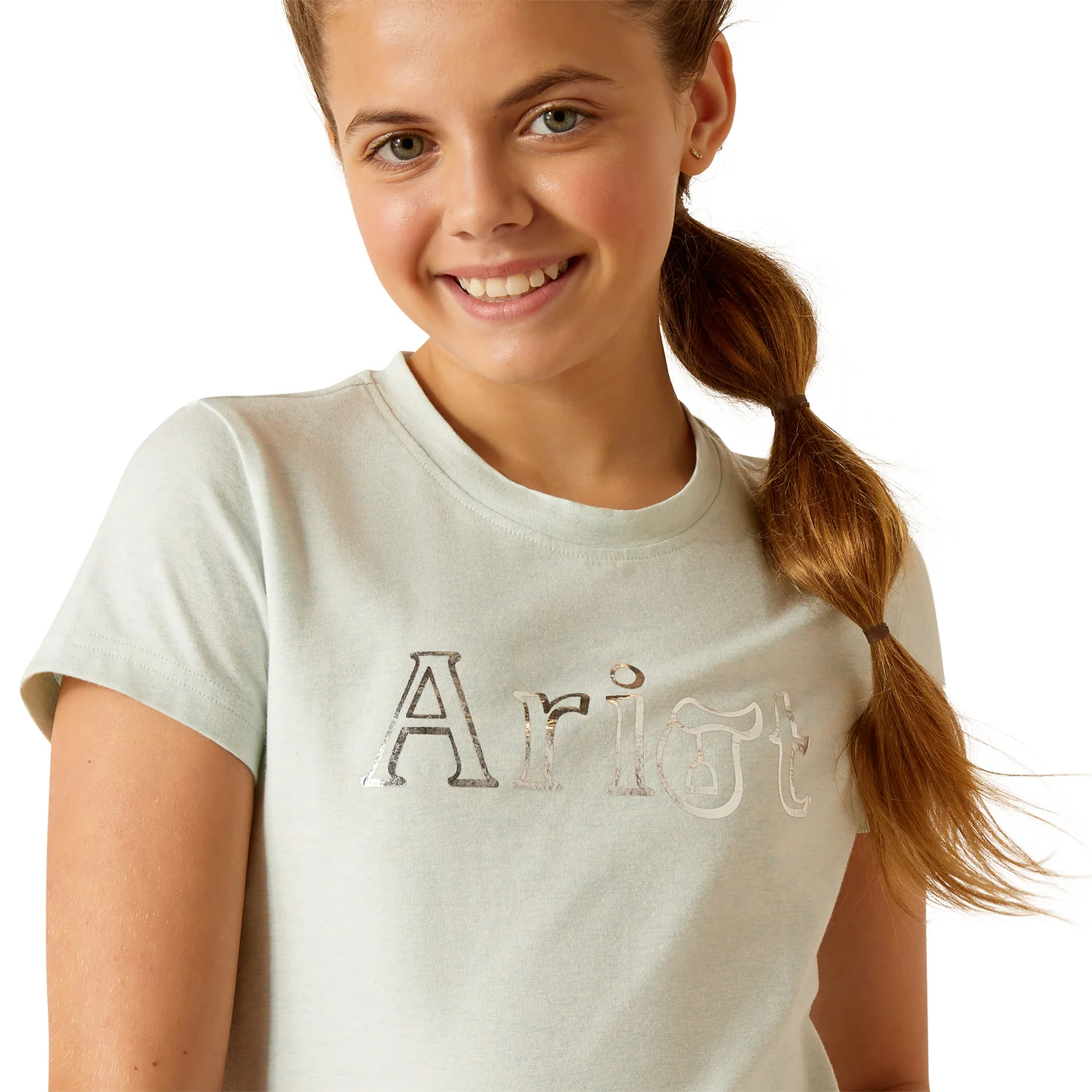 Ariat Girl's Saddle Short Sleeve T-Shirt - Heather Plume - Image 3