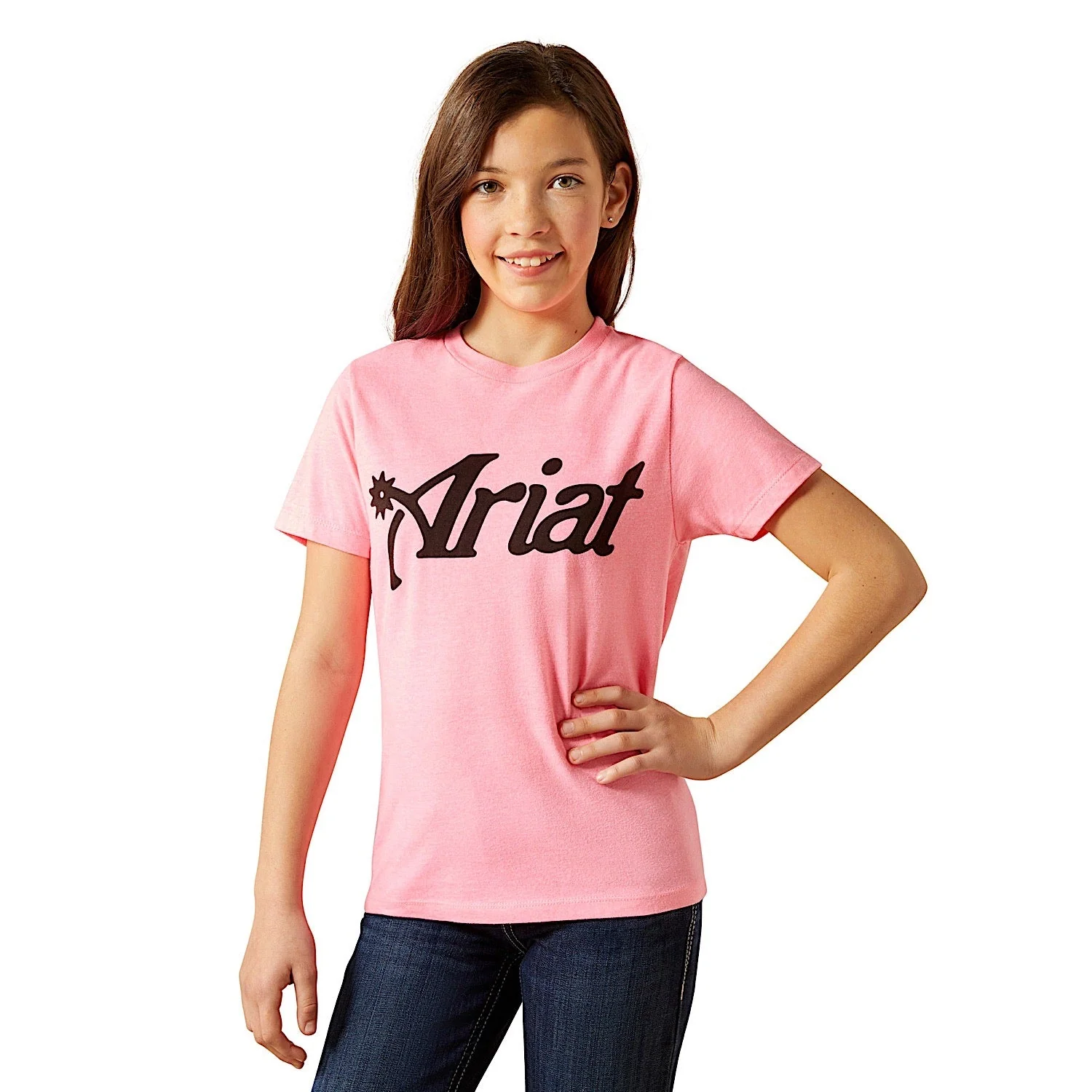 Ariat Girl's Spur Script T-Shirt - Neon Pink