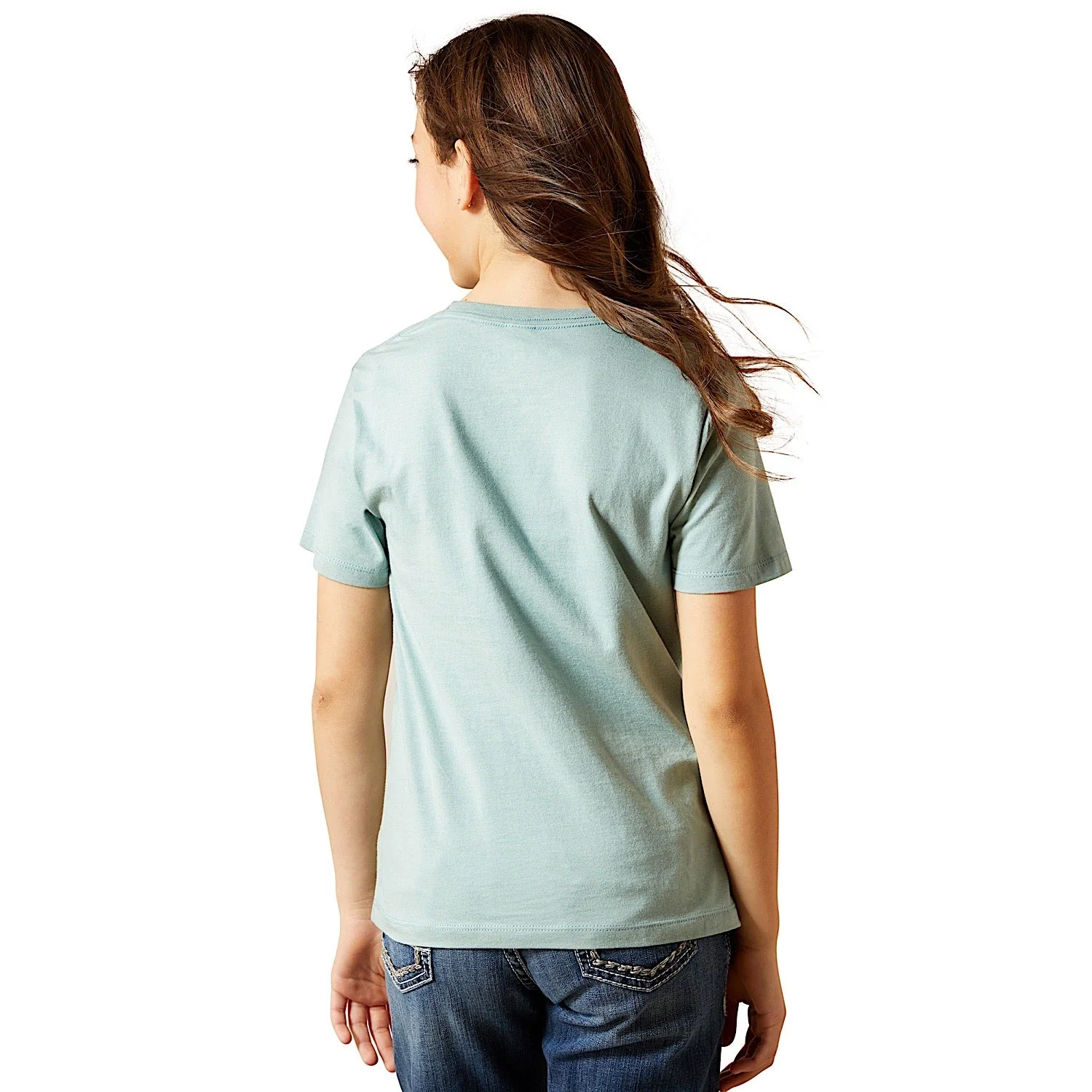Ariat Girl's South Western Brand Lock Up T-Shirt - Rivergreen - Image 2