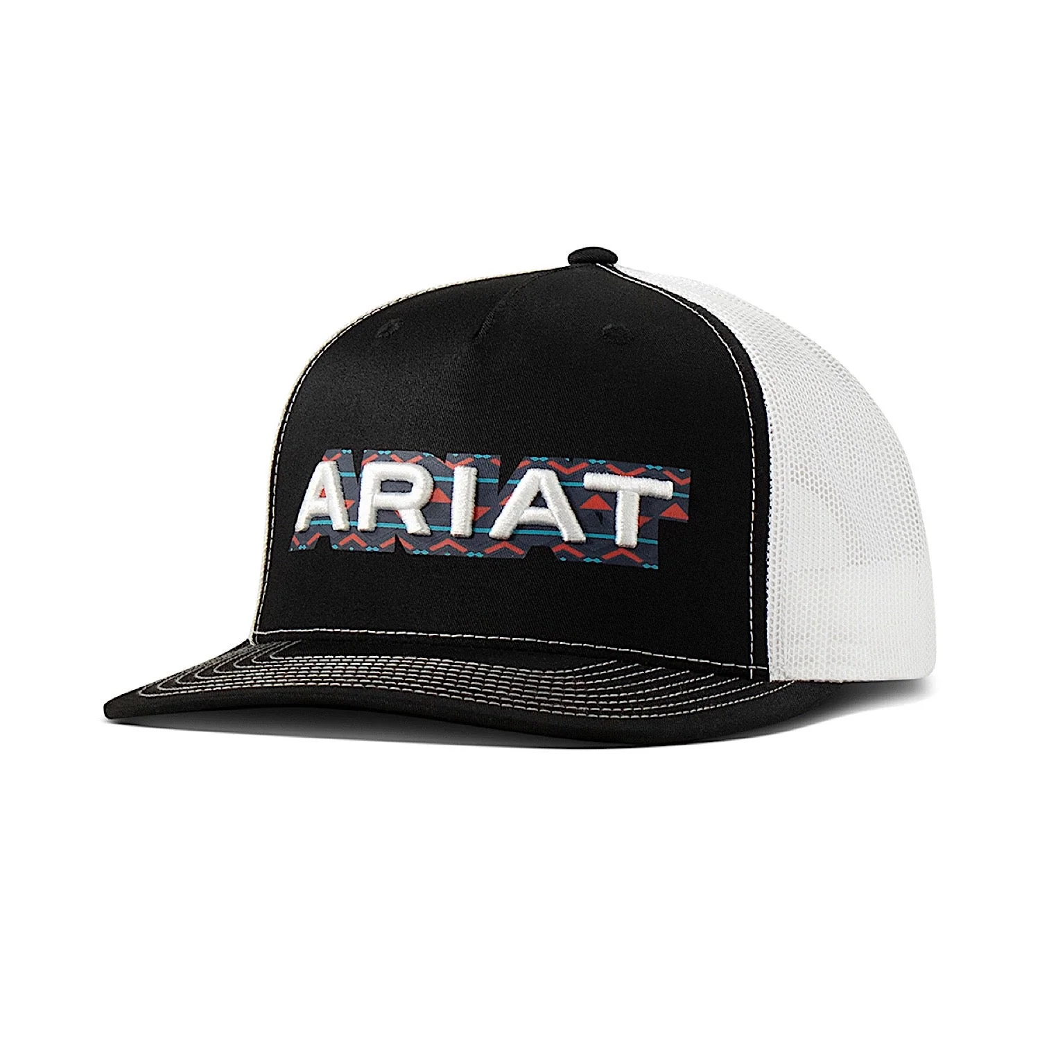Ariat Men's 3D Embroidered Mesh Snap Back Cap - Black