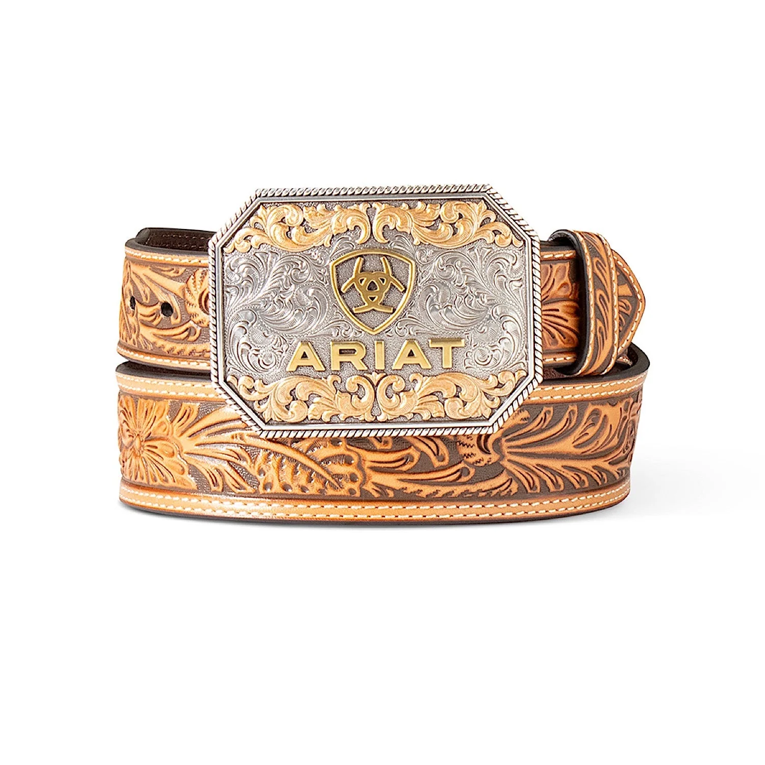 Ariat Belt - Floral Embossed Tapered Tan