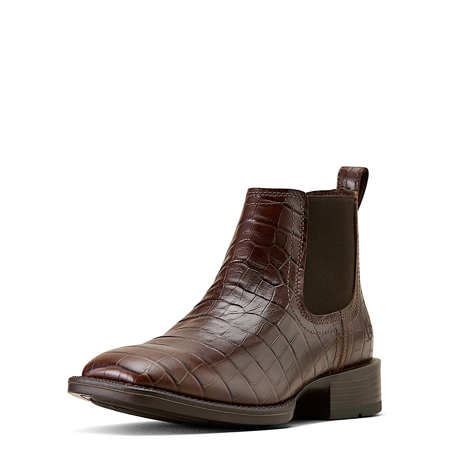 Ariat Men's Booker Chelsea Wide Square Toe Western Boot - Chocolate Croc Print