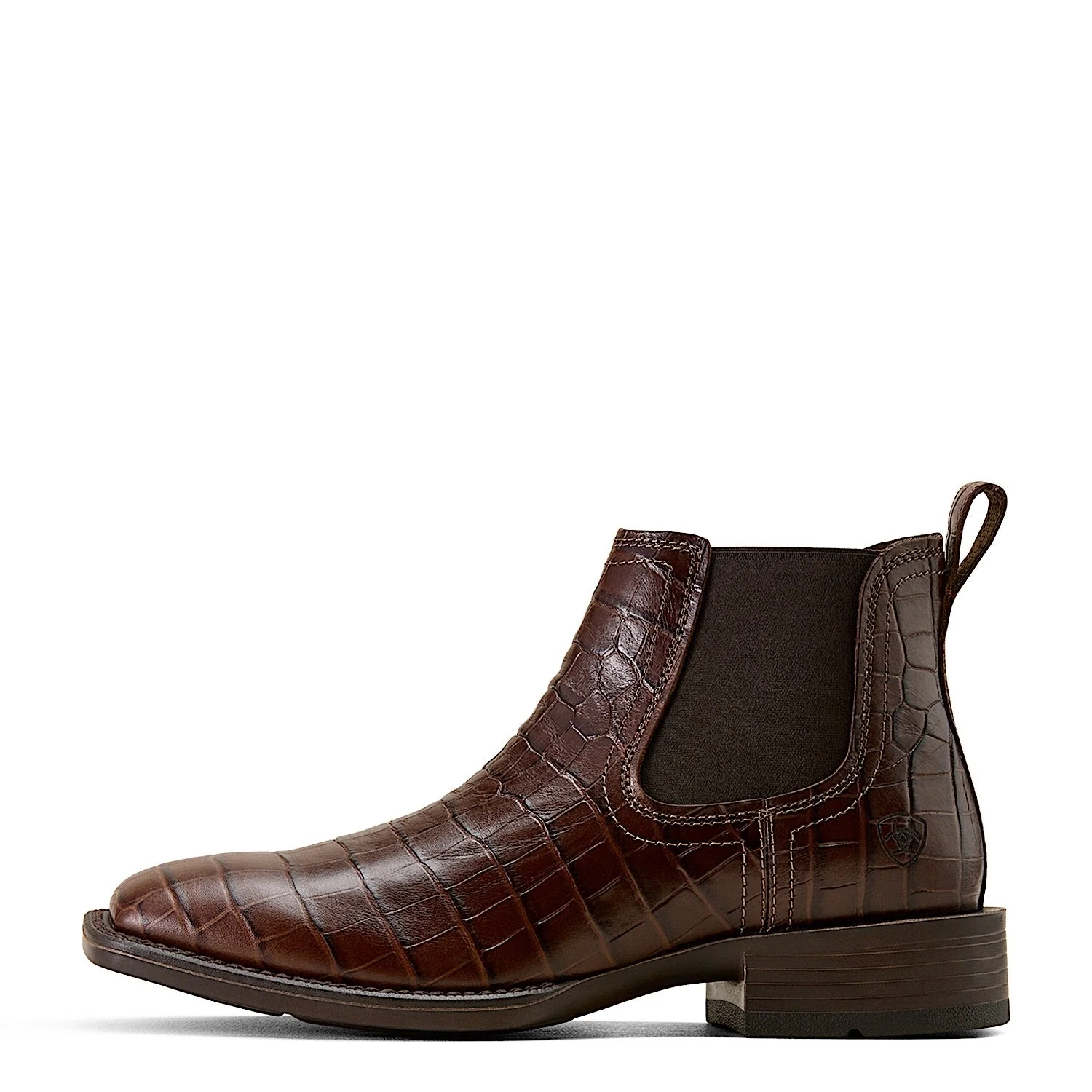 Ariat Men's Booker Chelsea Wide Square Toe Western Boot - Chocolate Croc Print - Image 2