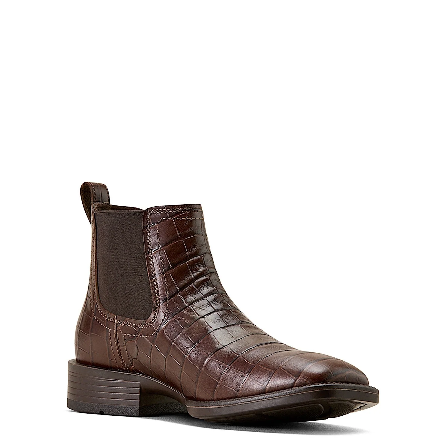 Ariat Men's Booker Chelsea Wide Square Toe Western Boot - Chocolate Croc Print - Image 7