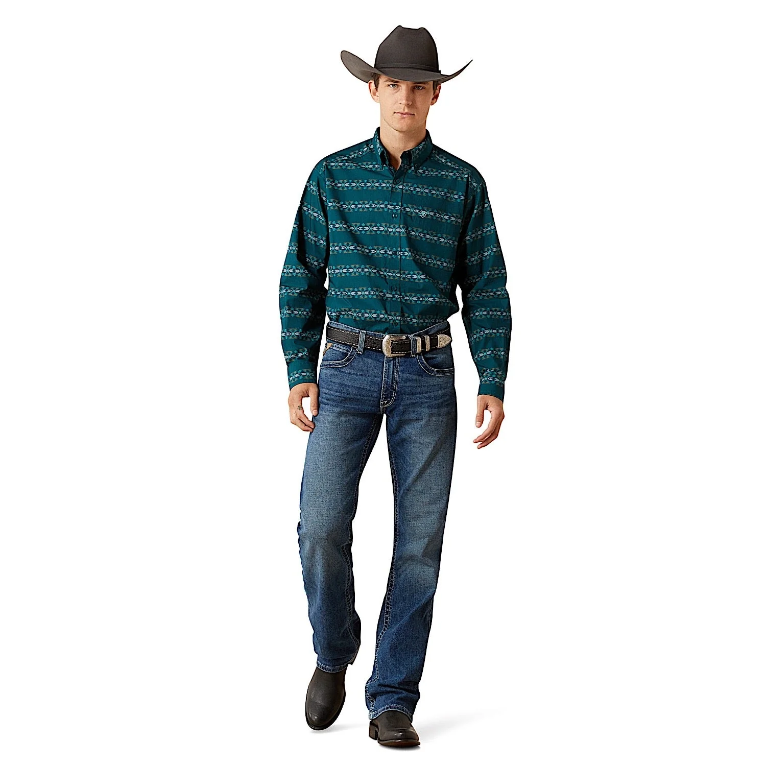 Ariat Men's Brando Classic Fit Shirt - Teal - Image 3