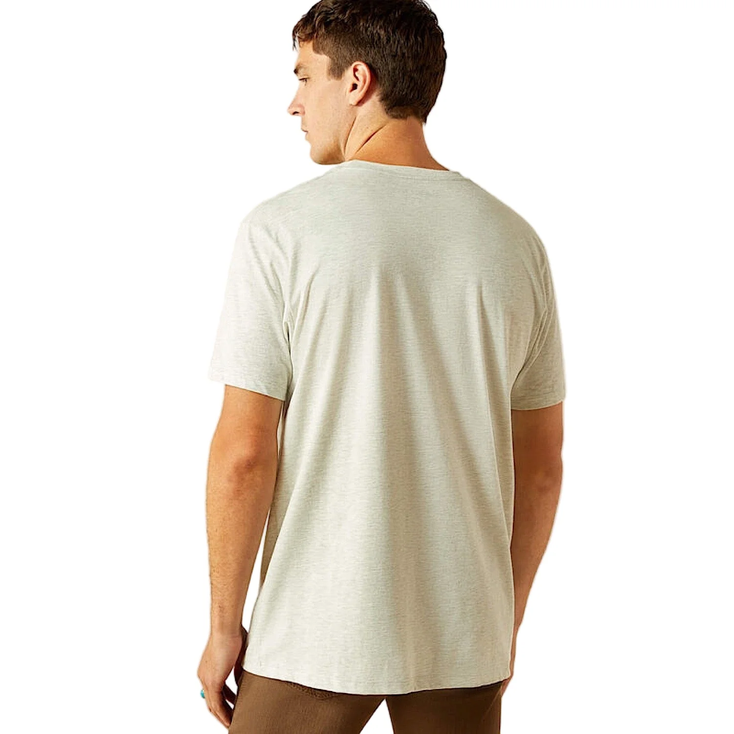 Ariat Men's Bronc Pocket T Shirt - Oatmeal Heather - Image 2