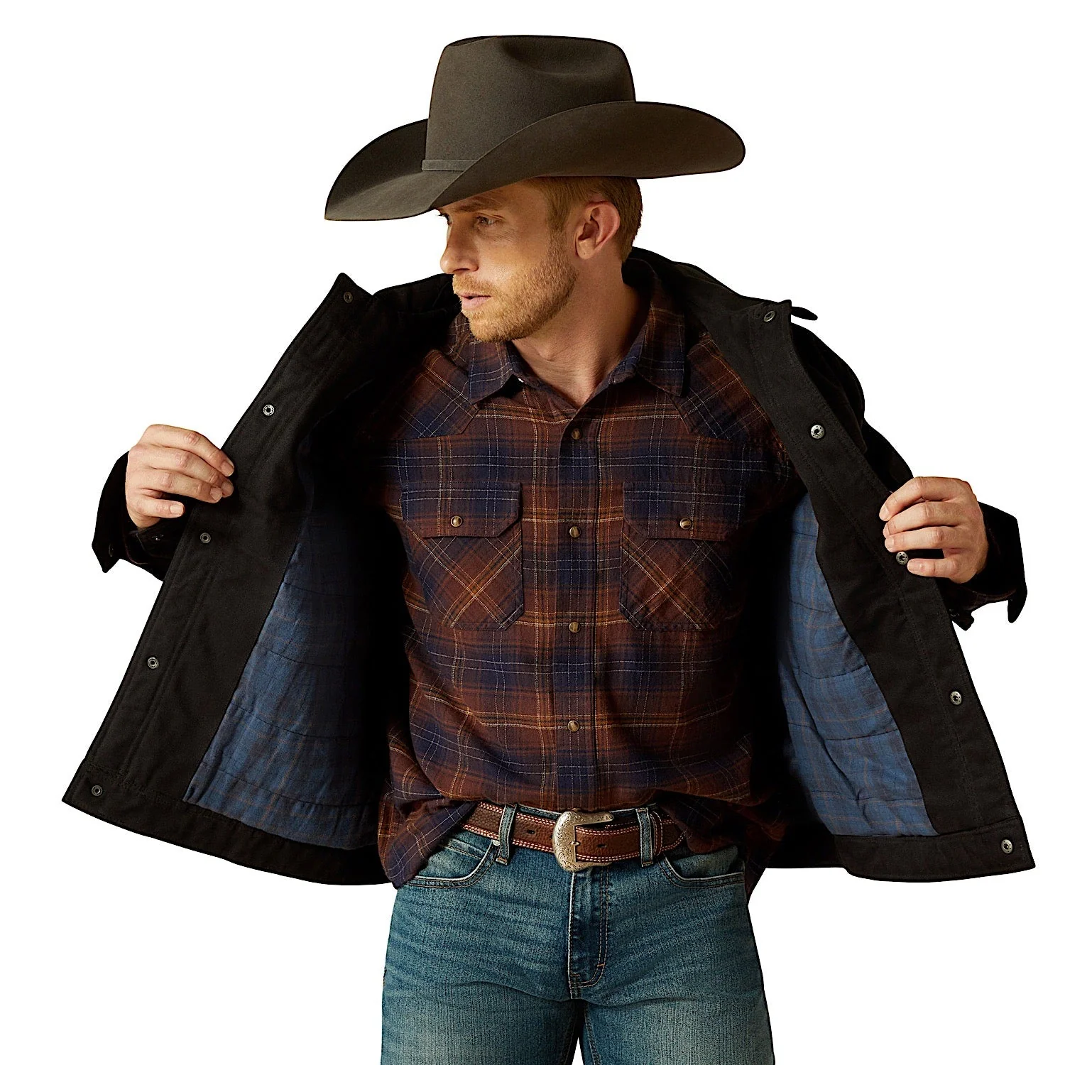 Ariat Men's Canvas Rancher Jacket - Black - Image 4