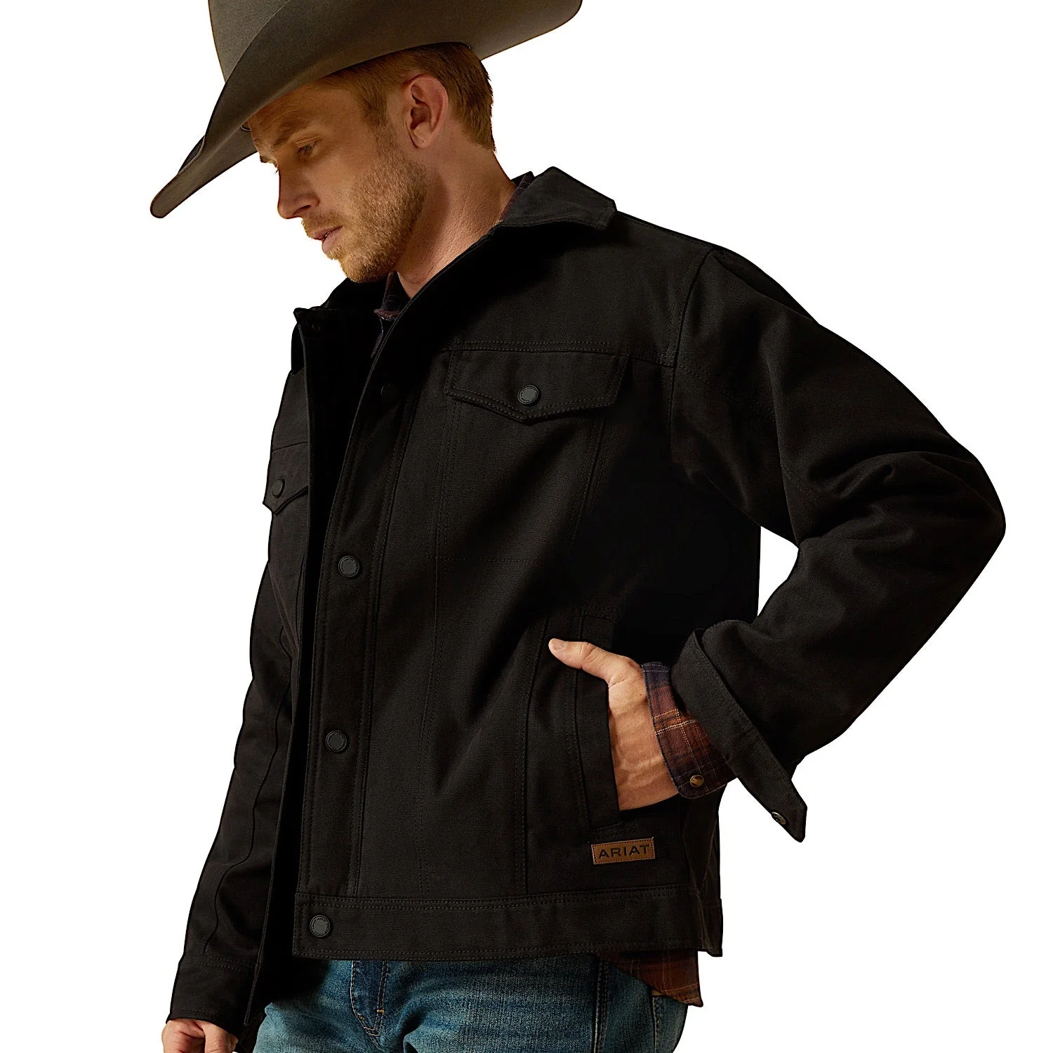 Ariat Men's Canvas Rancher Jacket - Black - Image 5