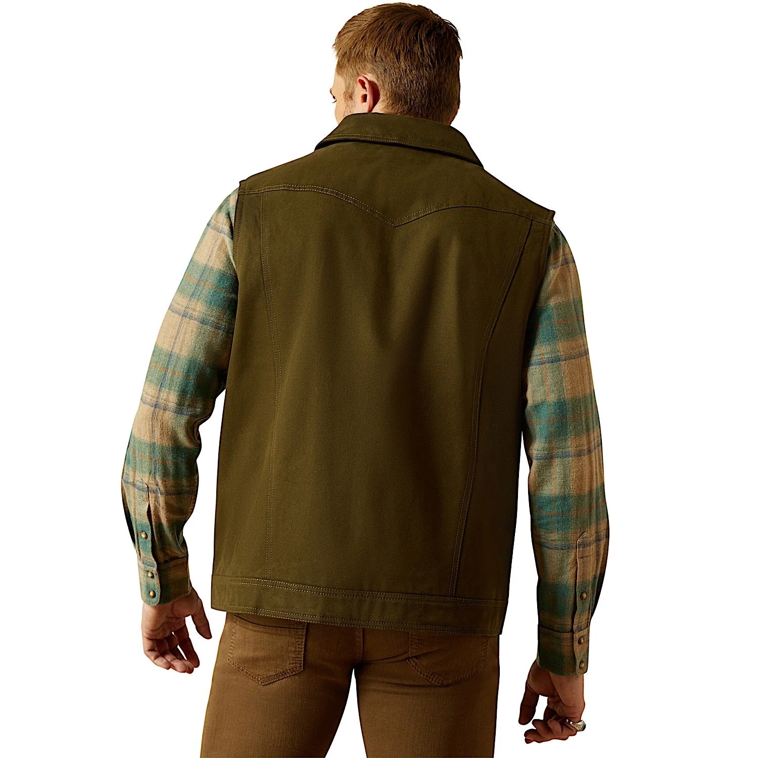 Ariat Men's Canvas Rancher Vest - Desert Sand Khaki - Image 2