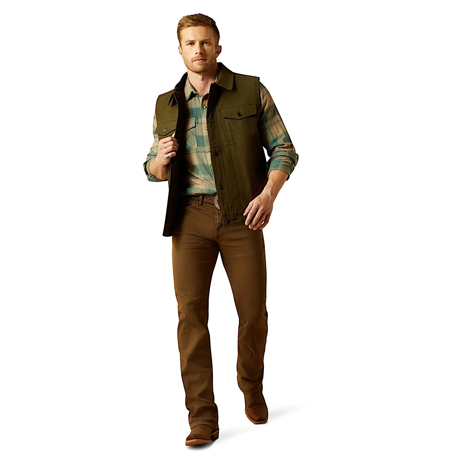 Ariat Men's Canvas Rancher Vest - Desert Sand Khaki - Image 3