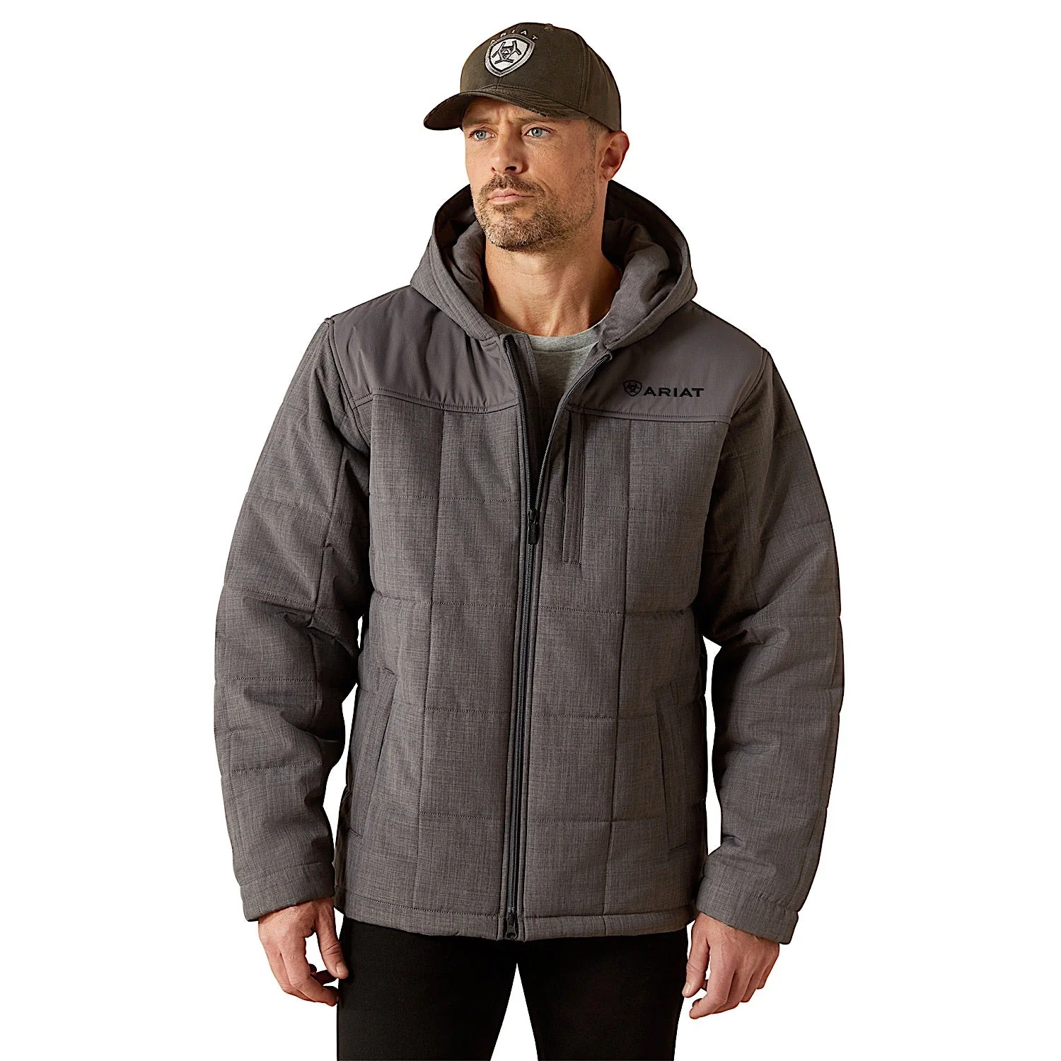 Ariat Men's Crius Hooded Insulated Jacket - Grey Heather