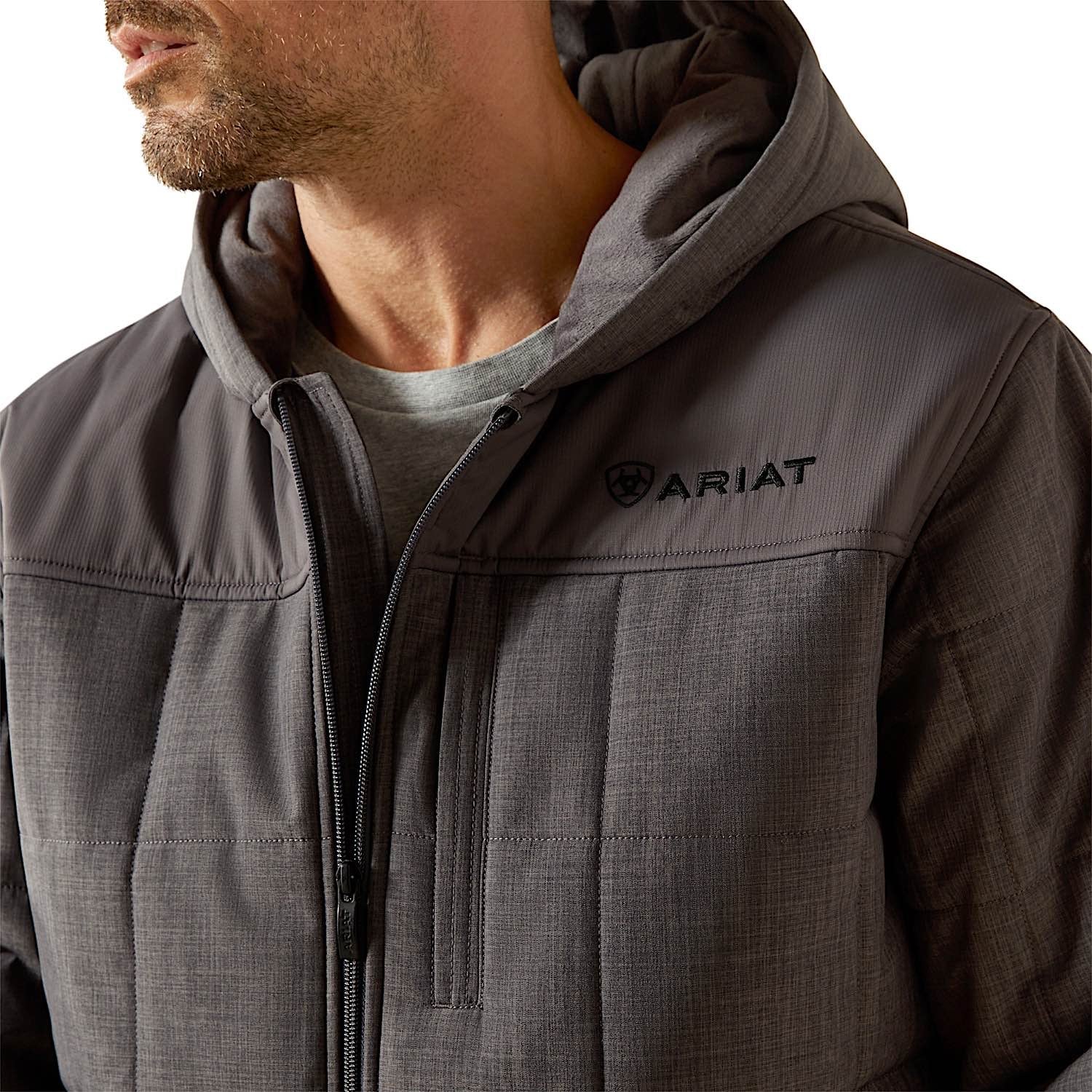 Ariat Men's Crius Hooded Insulated Jacket - Grey Heather - Image 4