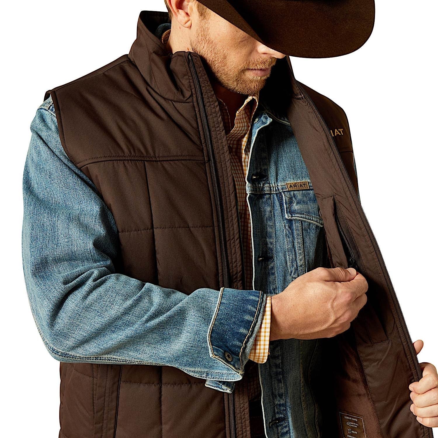 Ariat Men's Cruis Insulated Vest - Brown - Image 4