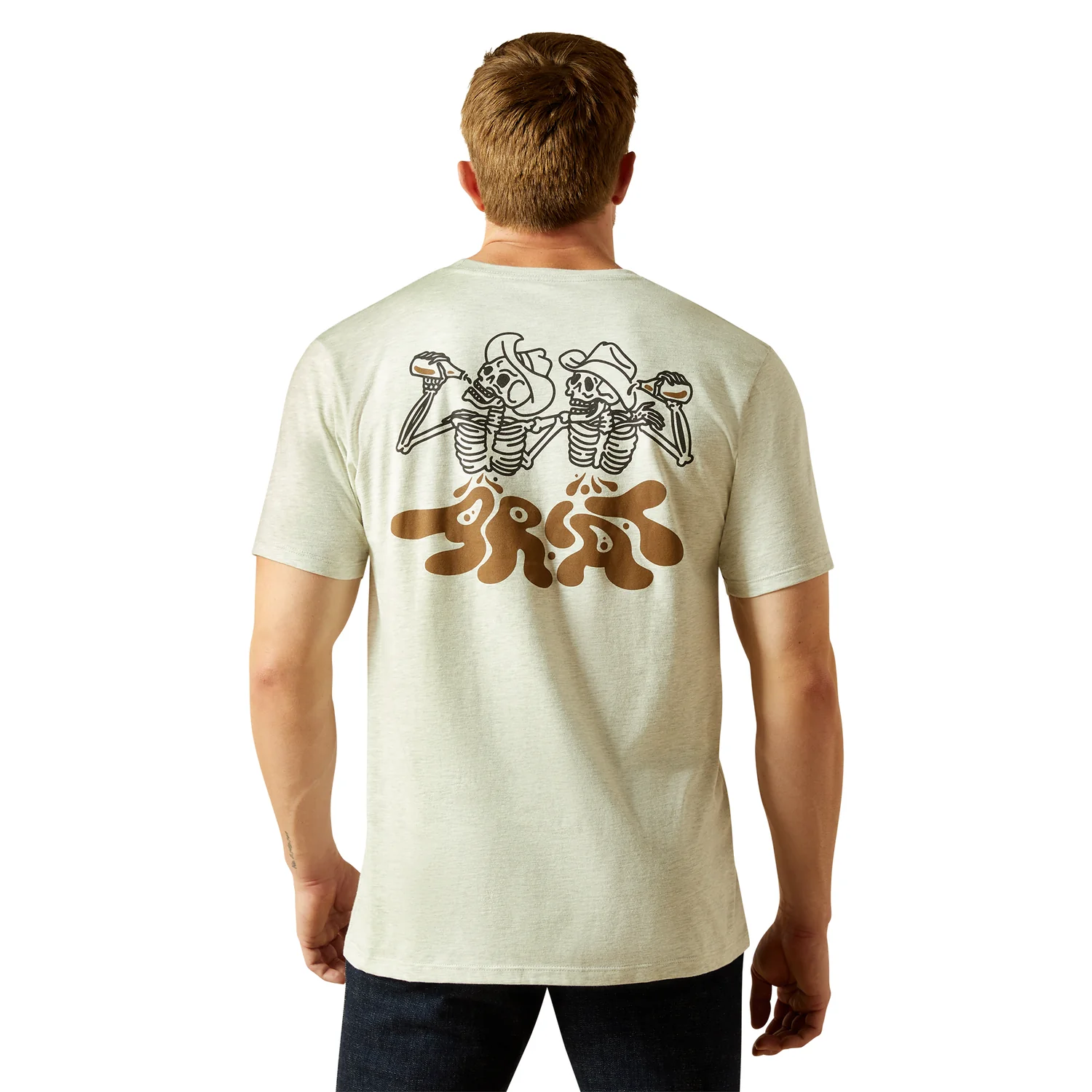 Ariat Men's Drinking Buddies Tee - Oatmeal Heather - Image 4