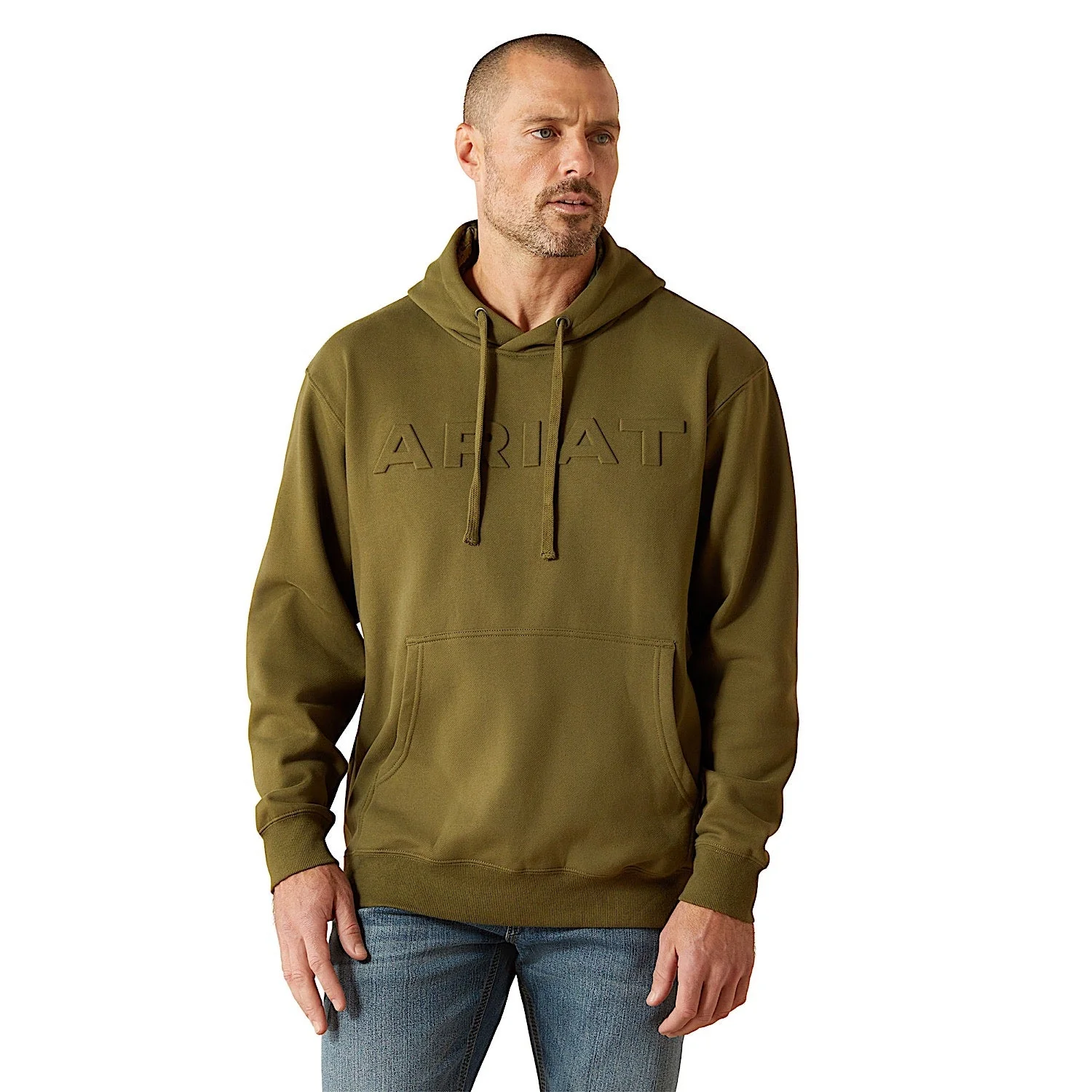 Ariat Men's Embossed Logo Hoodie - Winter Moss