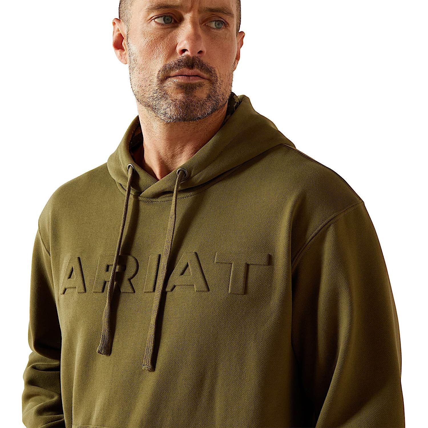 Ariat Men's Embossed Logo Hoodie - Winter Moss - Image 4