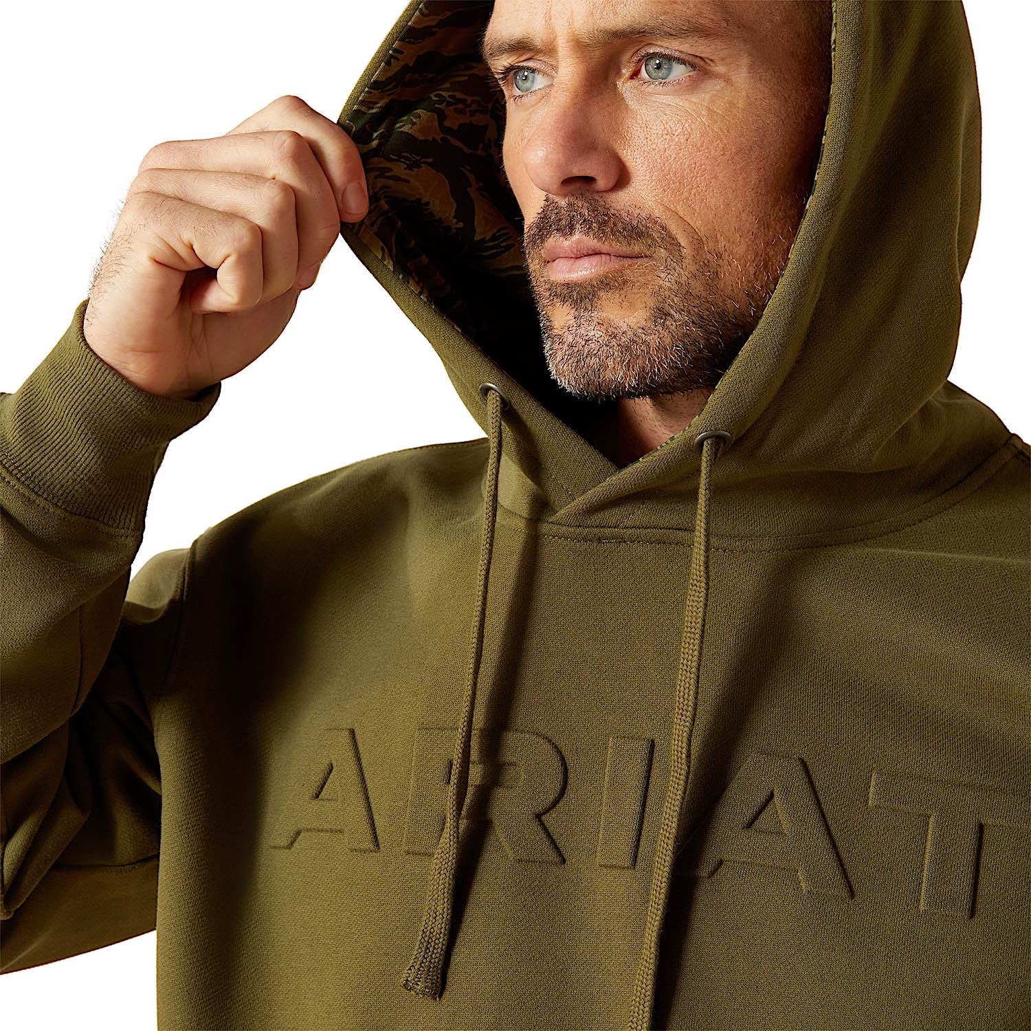 Ariat Men's Embossed Logo Hoodie - Winter Moss - Image 5