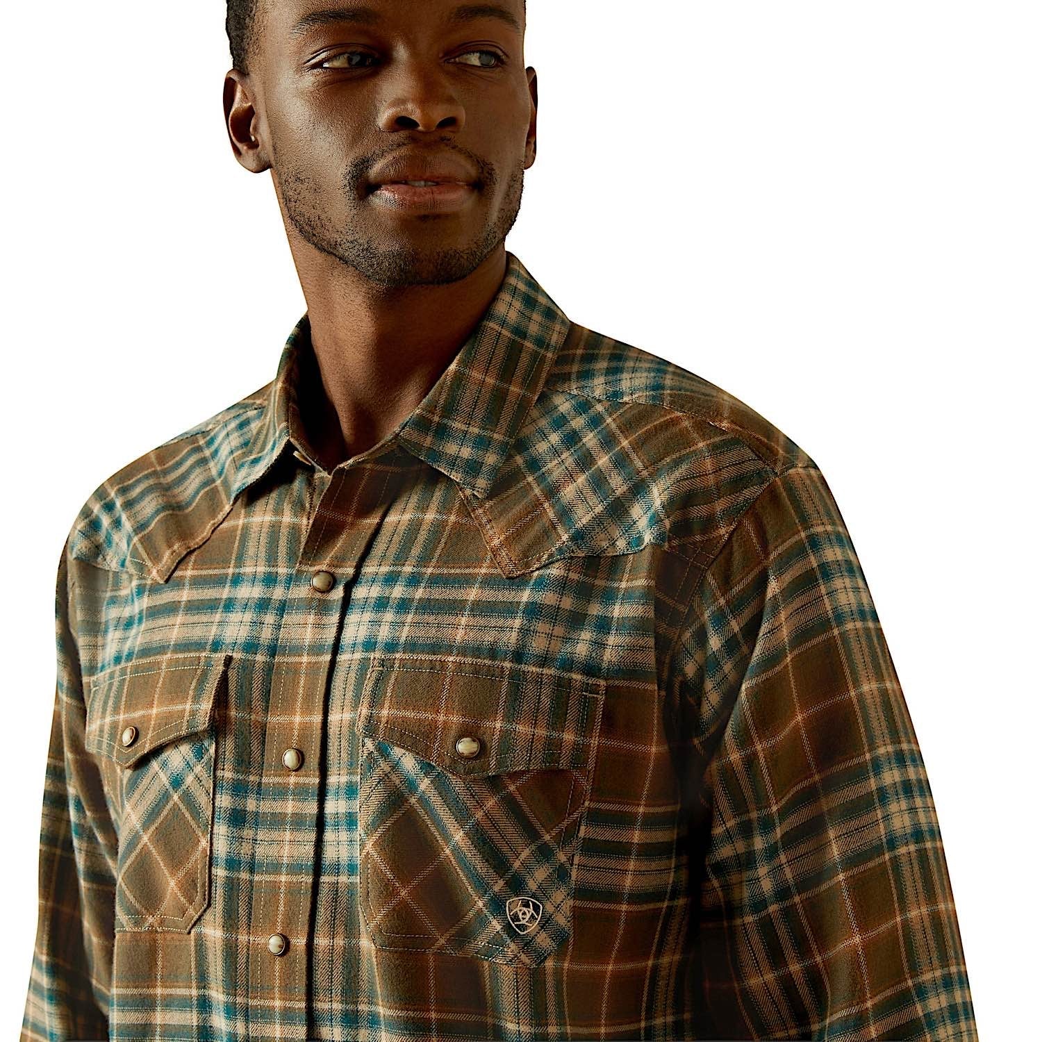 Ariat Men's Henry Retro Fit Snap Shirt - Dark Green - Image 4