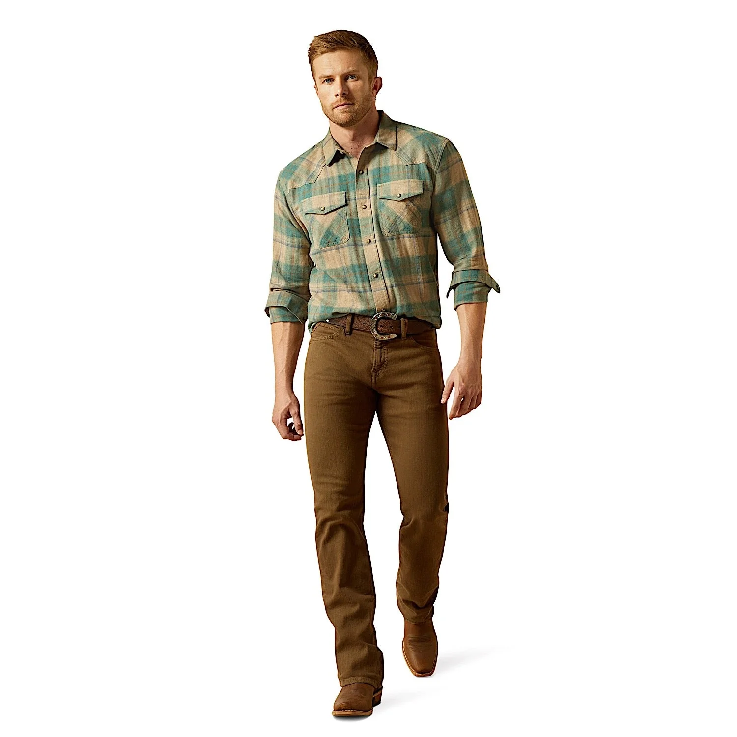 Ariat Men's Huxlee Retro Fit Shirt - Deep Teal - Image 3