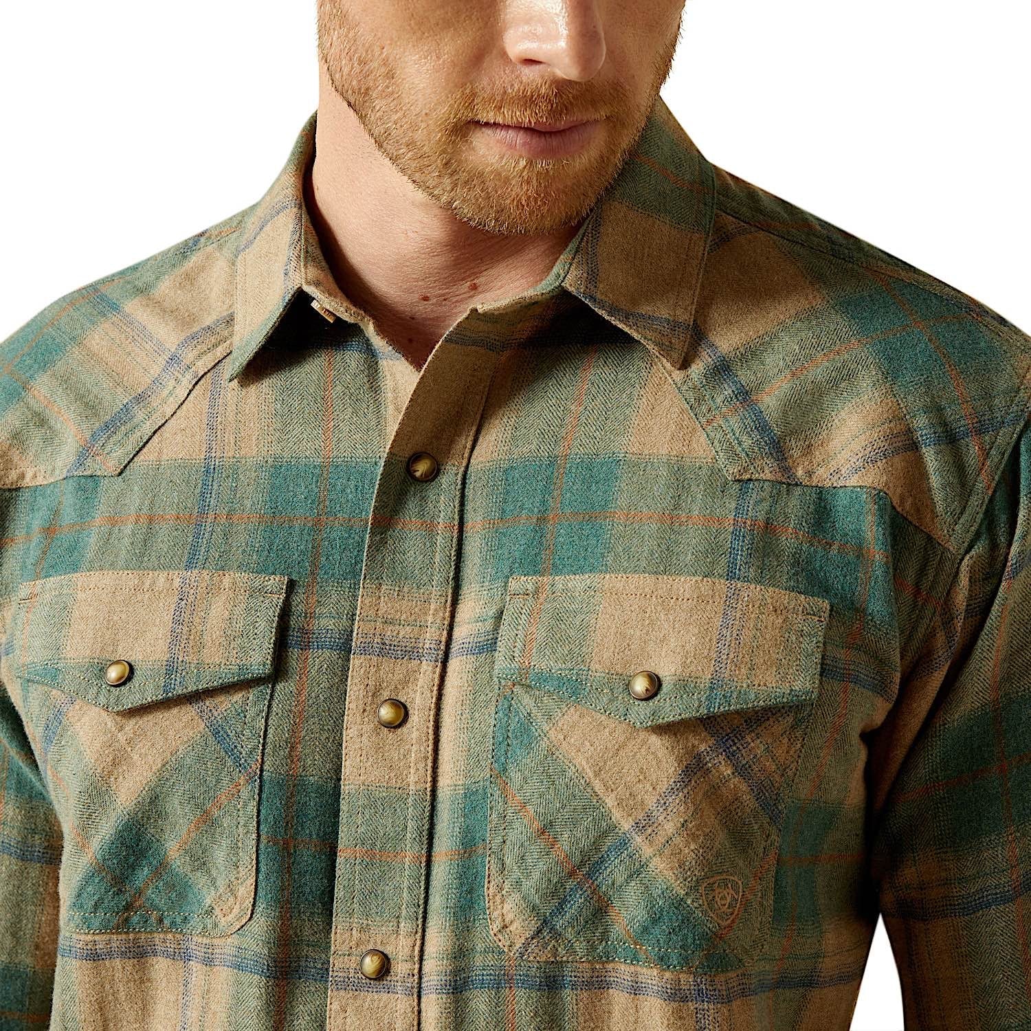 Ariat Men's Huxlee Retro Fit Shirt - Deep Teal - Image 4