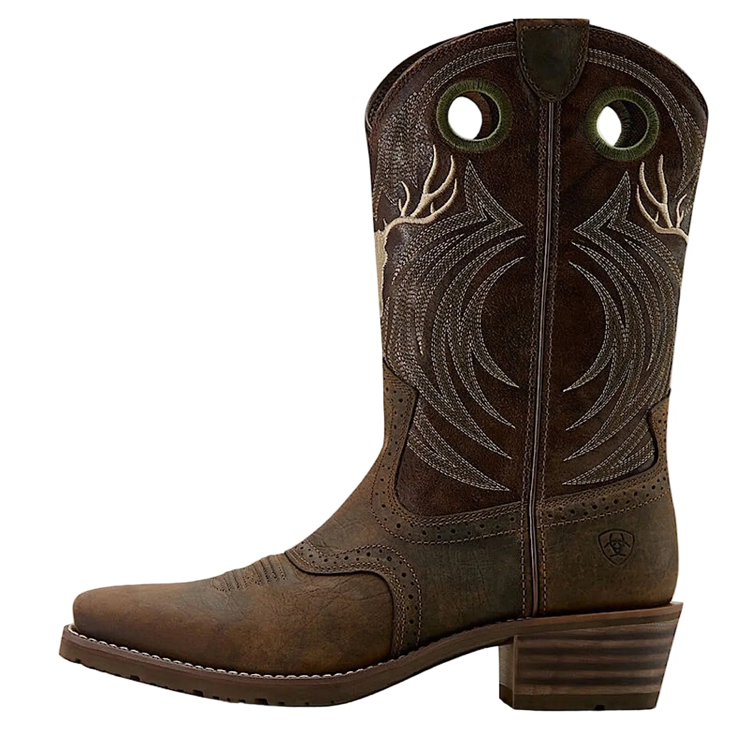 Ariat Men's Hybrid Roughstock Antler Western Boot - Wild Taupe/Espresso - Image 5