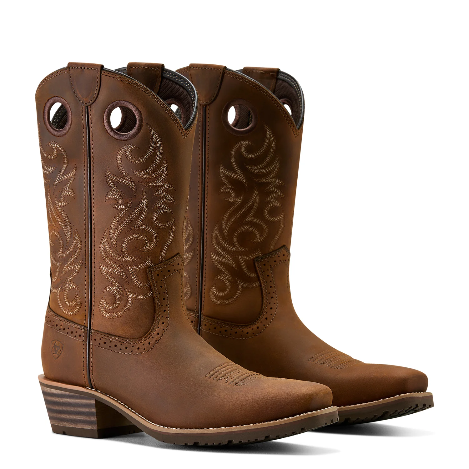 Ariat Men's Hybrid Roughstock Square Toe Western Boot - Distressed Brown - Image 4