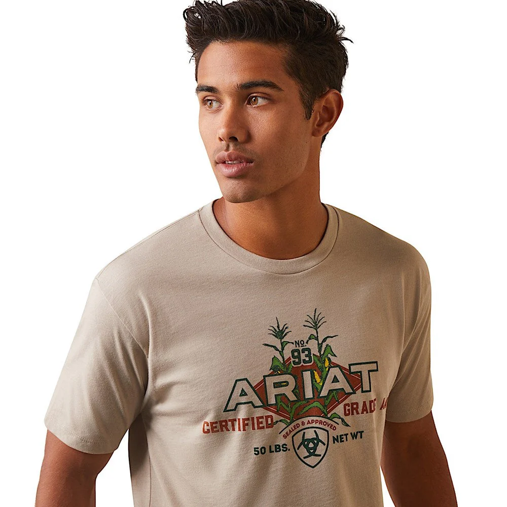 Ariat Mens Hybrid Seed T-Shirt Khaki Heather - Image 2