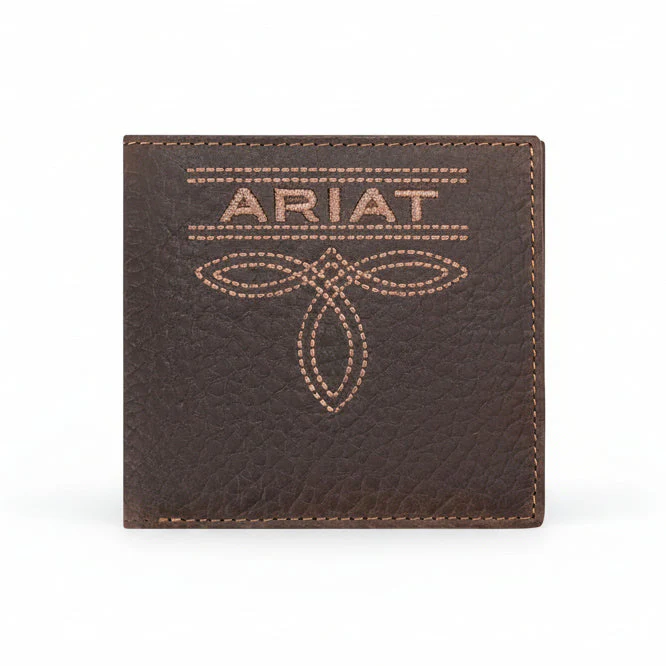 Ariat Men's Large Bifold Style Wallet Bug Stitch - Brown