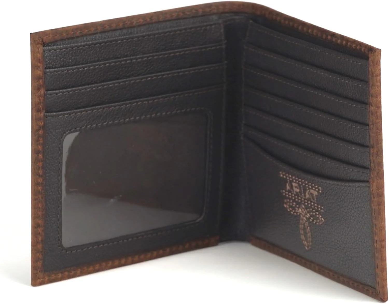 Ariat Men's Large Bifold Style Wallet Bug Stitch - Brown - Image 4