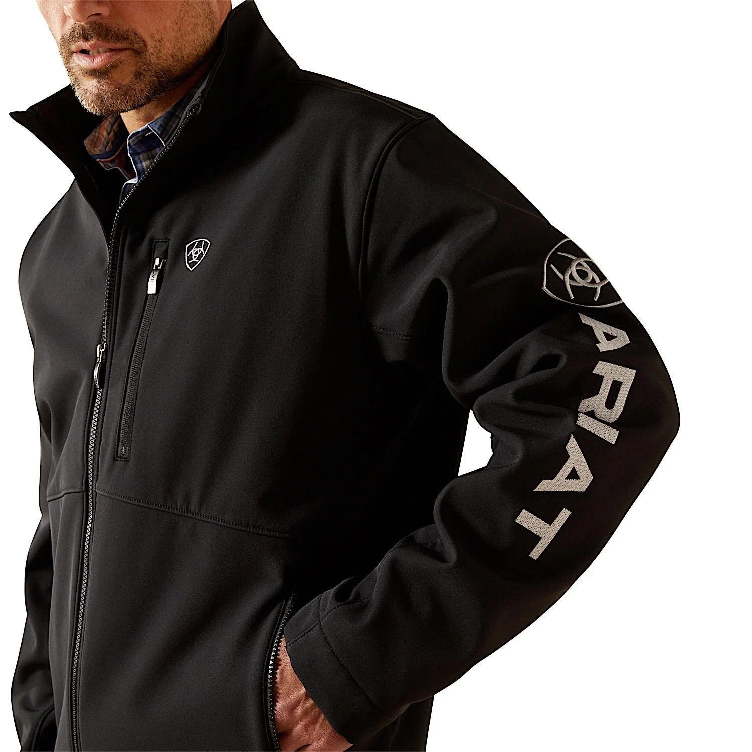 Ariat Men's Logo Softshell Jacket - Black - Image 4