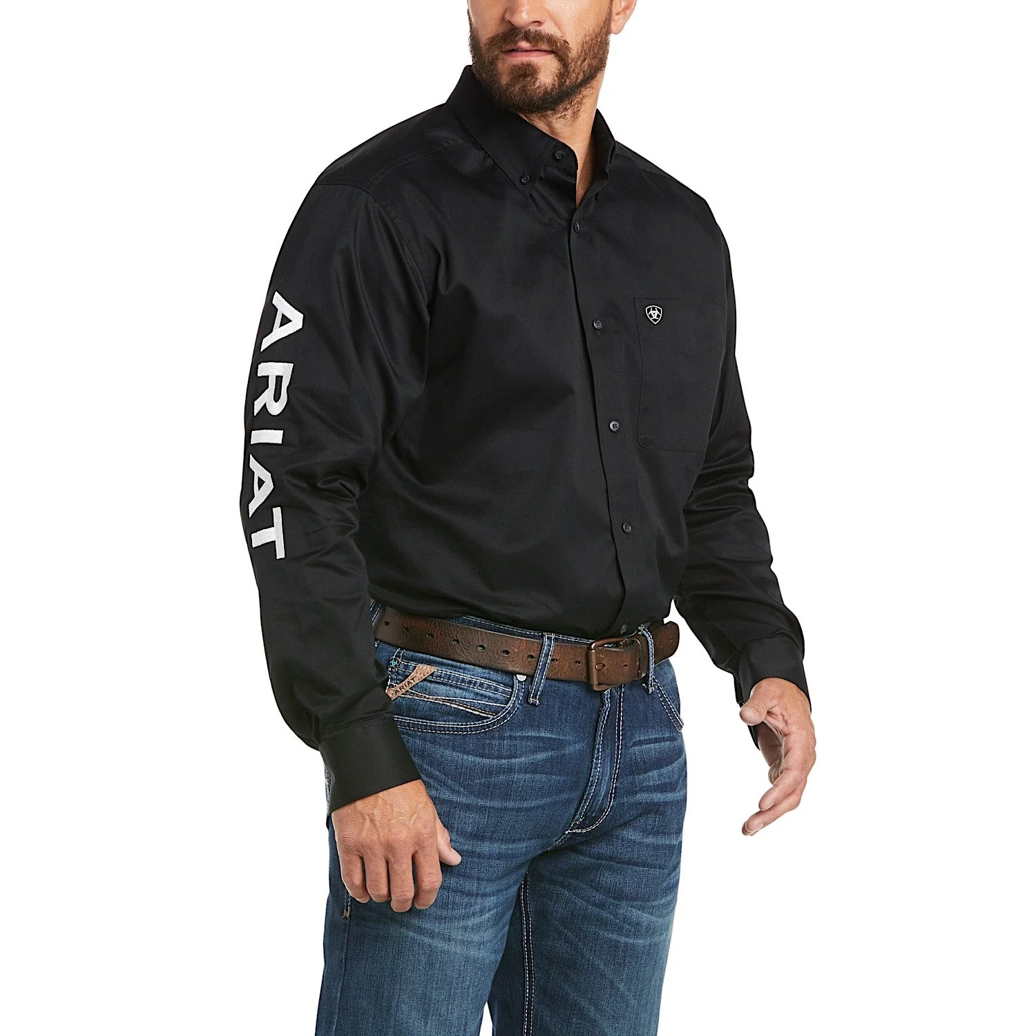 Ariat Men's Logo Twill Classic Fit Shirt - Black/White
