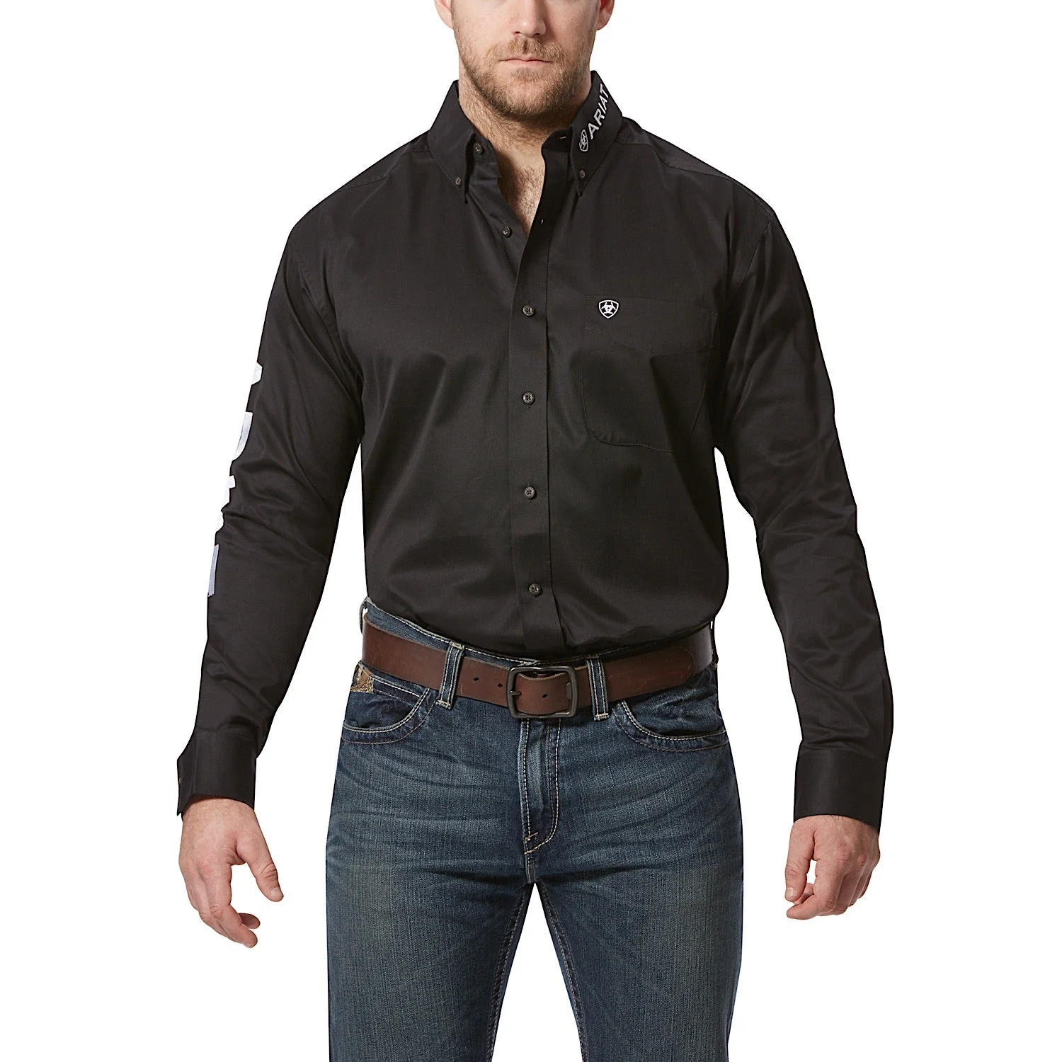 Ariat Men's Logo Twill Classic Fit Shirt - Black/White - Image 3