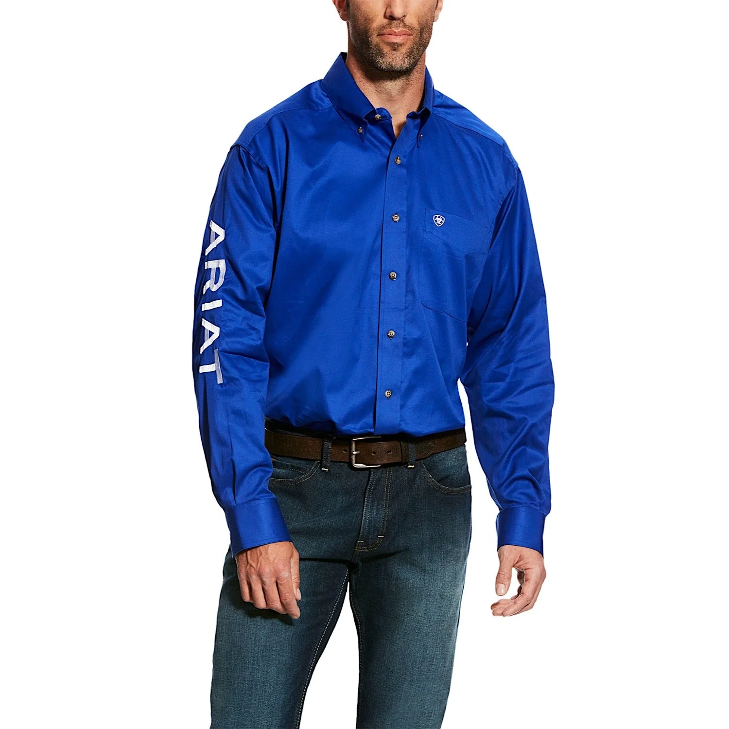 Ariat Men's Logo Twill Classic Fit Shirt - Ultramarine/White