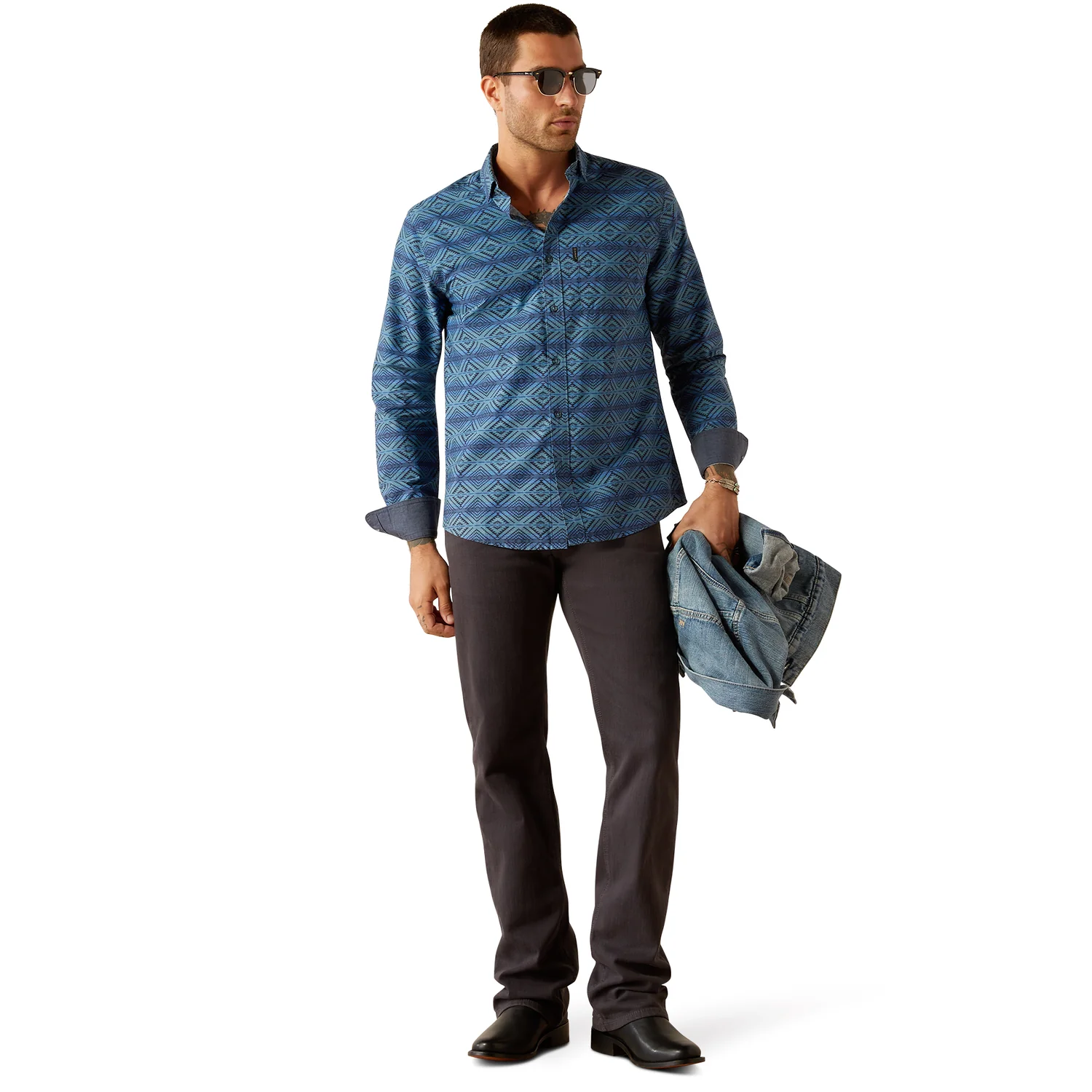 Ariat Men's McKay Modern Fit Shirt - Dark Blue - Image 4