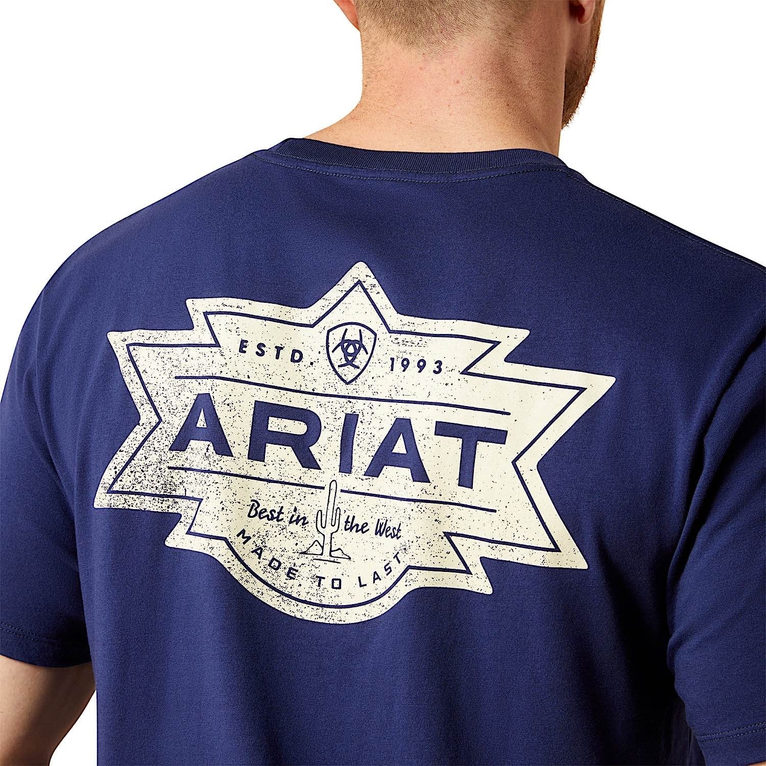 Ariat Men's Mesa Motif Lockup T-Shirt - Medieval Blue - Image 4