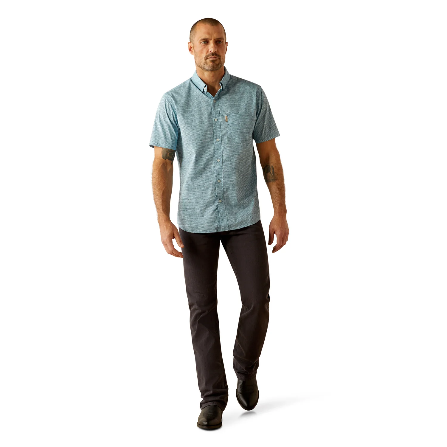 Ariat Men's Monte Modern Fit Shirt - Aqua - Image 4