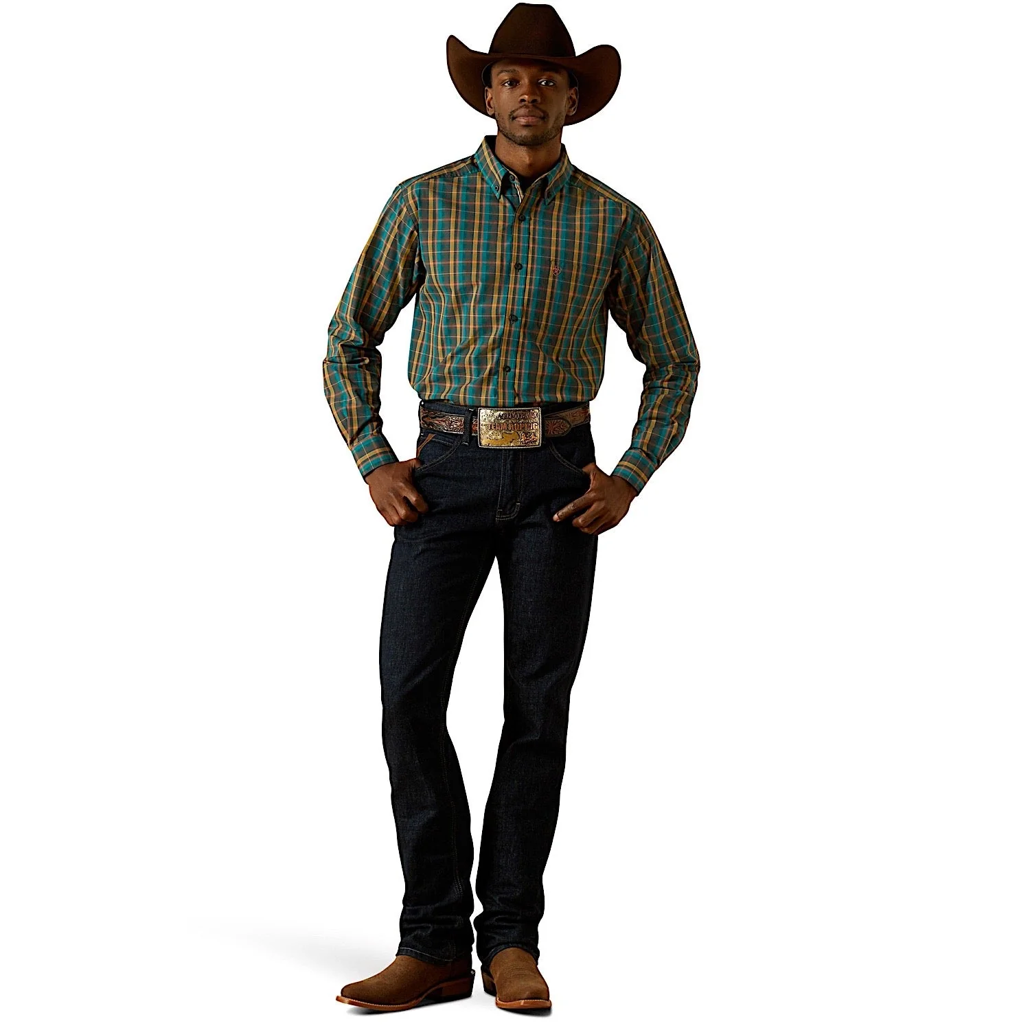 Ariat Men's Pro Series Bowie Slim Fit Shirt - Dark Teal - Image 3